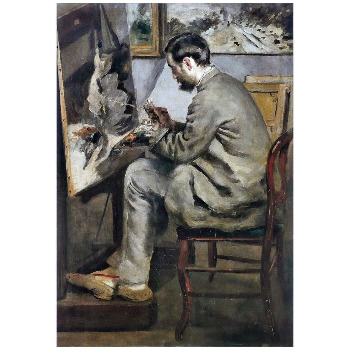   Pierre-Auguste Renoir. Frederic Bazille poignant a son chevalet. 1867. Musee Fabre, Montpellier