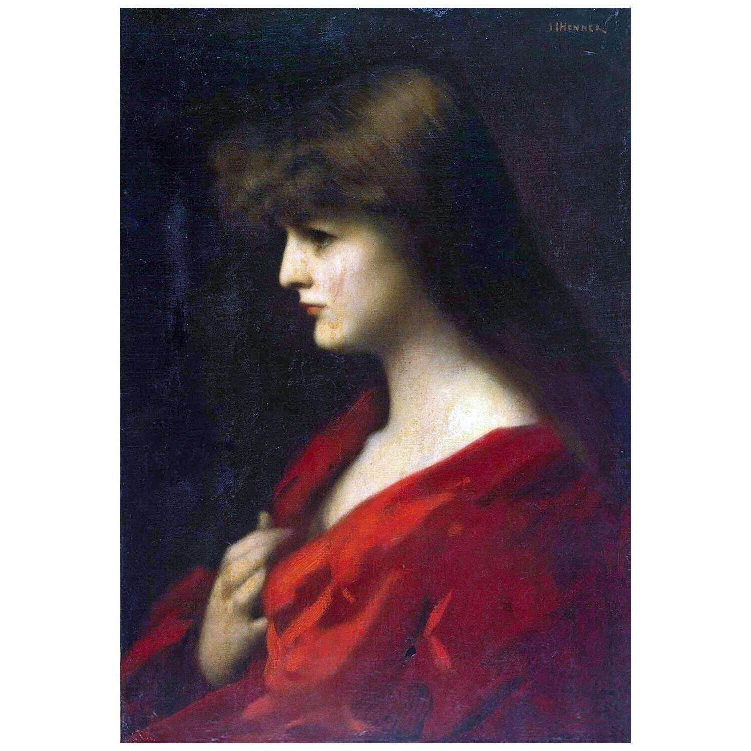 - Jean-Jacques Henner. Femme en rouge. 1890. Hermitage Sankt Petersburg