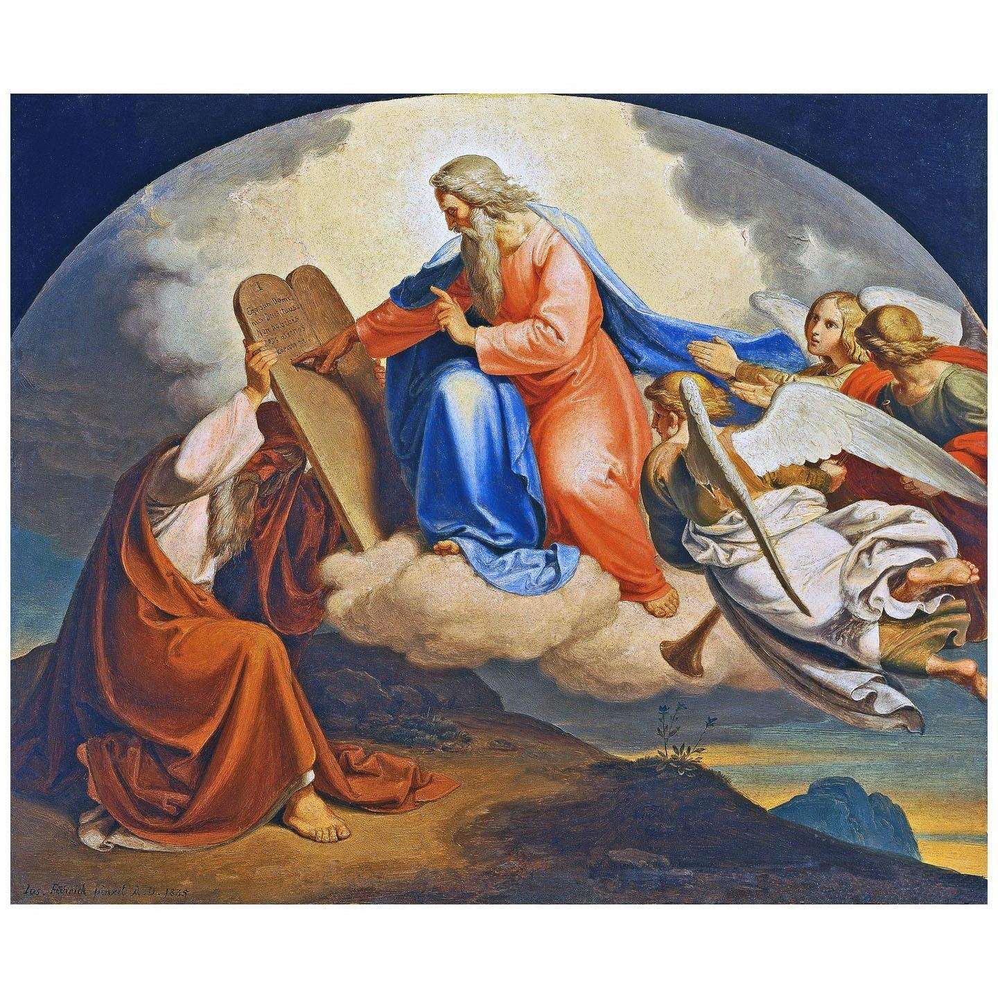  Joseph von Fuhrich. Gott schreibt Moses die zehn Gebote. 1835. KHM Wien
