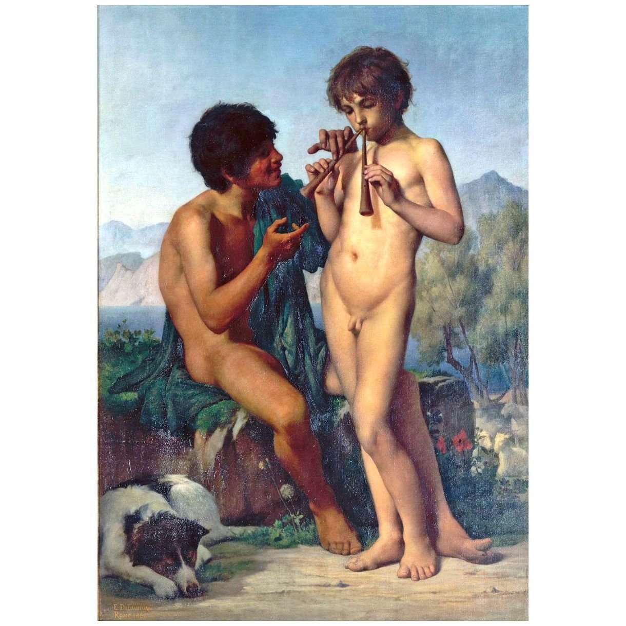 - Jules-Elie Delaunay. La Le?on de fl?te. 1858. Musee dArts de Nantes