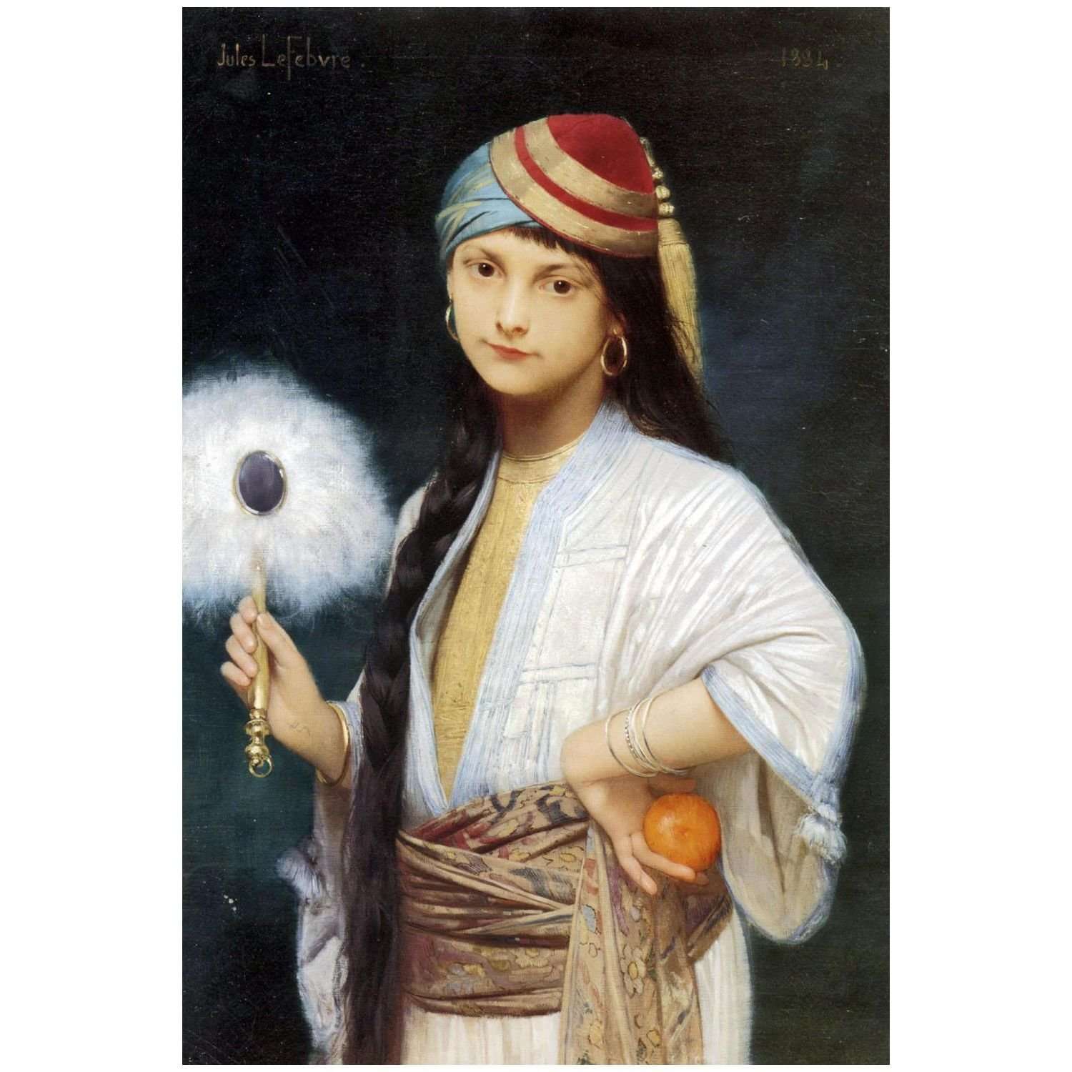  Jules Lefebvre. L?ventail ? plumes. 1884. Private collection