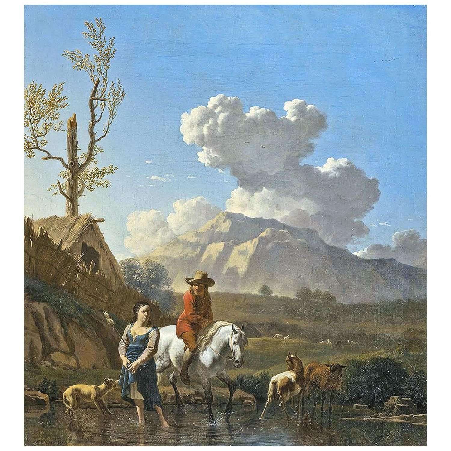  Karel Dujardin. Crossing the Brook. 1657. Hermitage Museum
