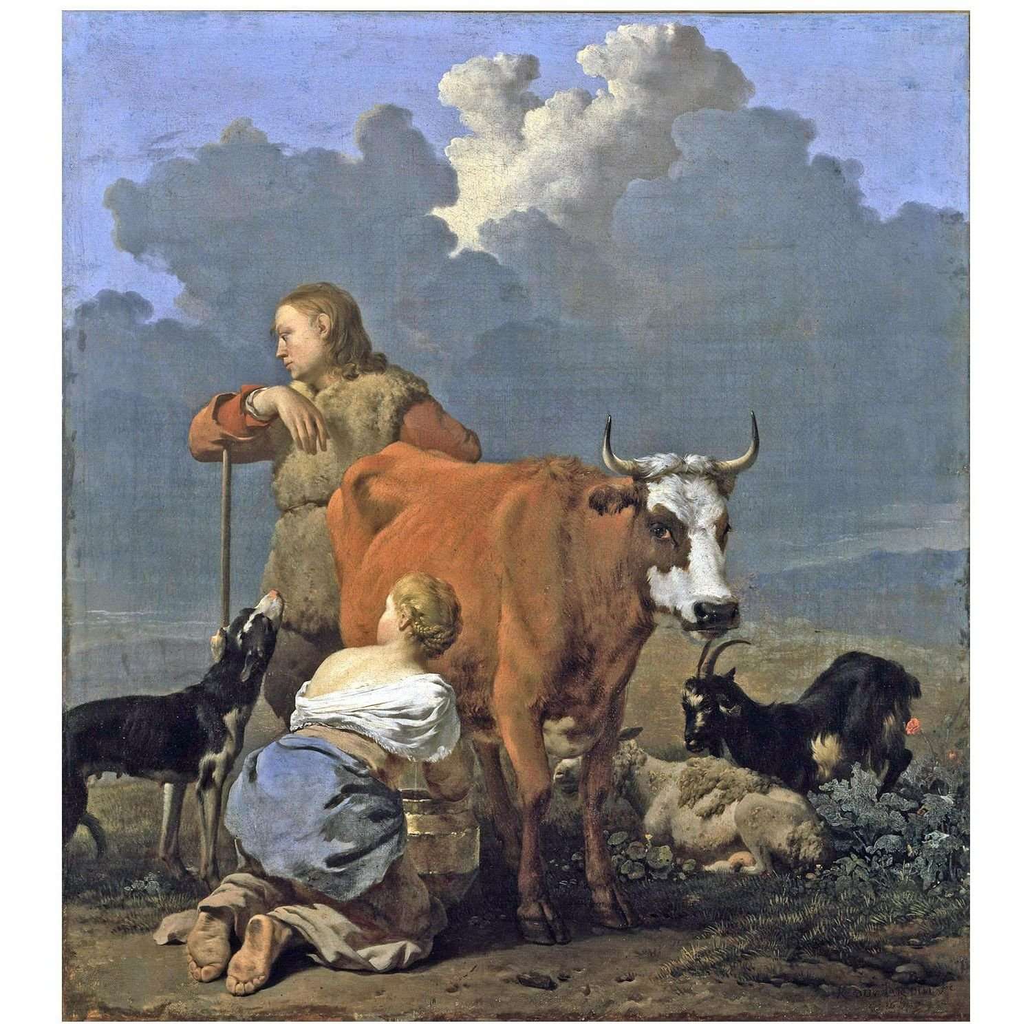  Karel Dujardin. Peasant Girl Milking a Cow. 1657. Nationalmuseum Stockholm
