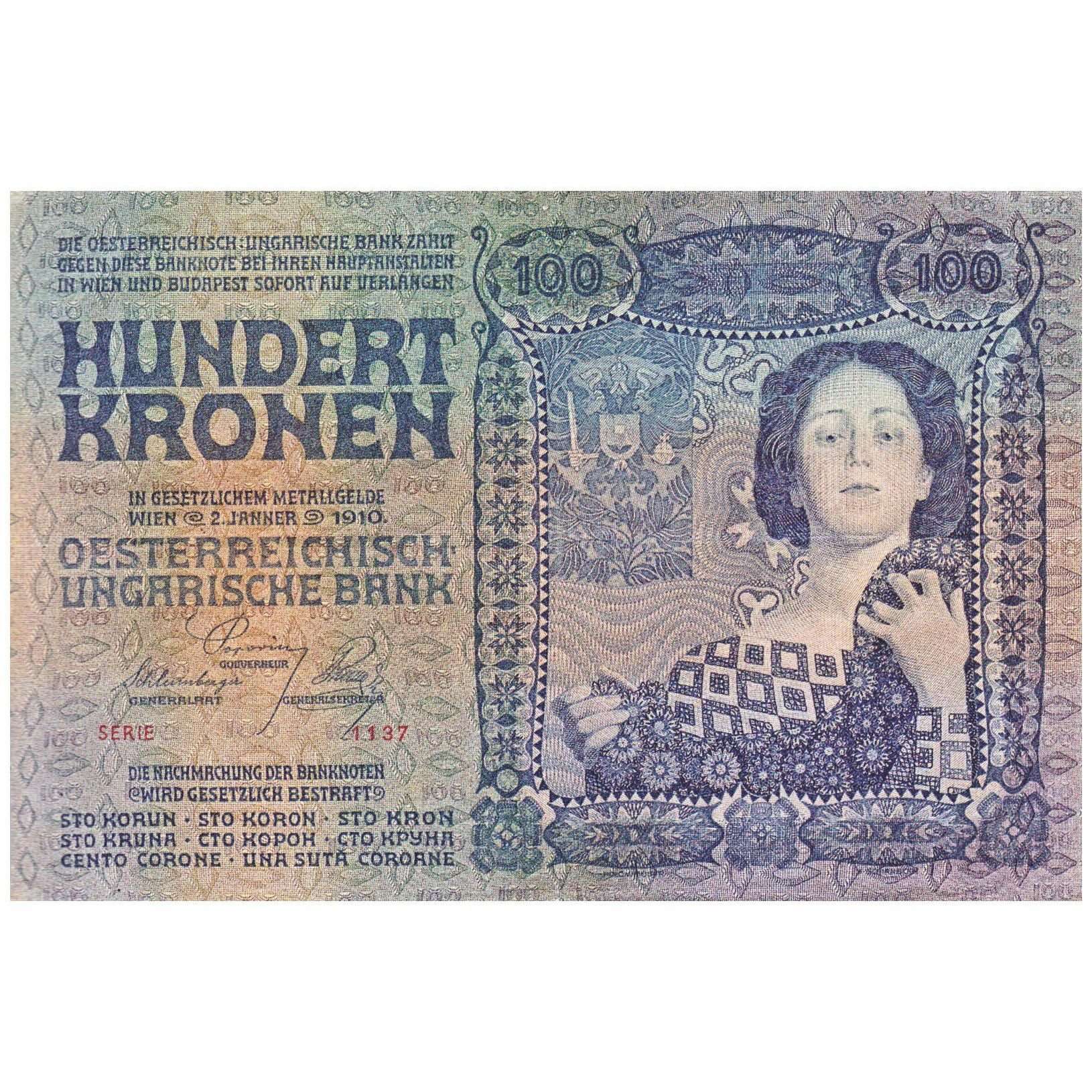  Koloman Moser. 100 Kronen Banknote. 1910. Geldmuseum Nationalbank Wien