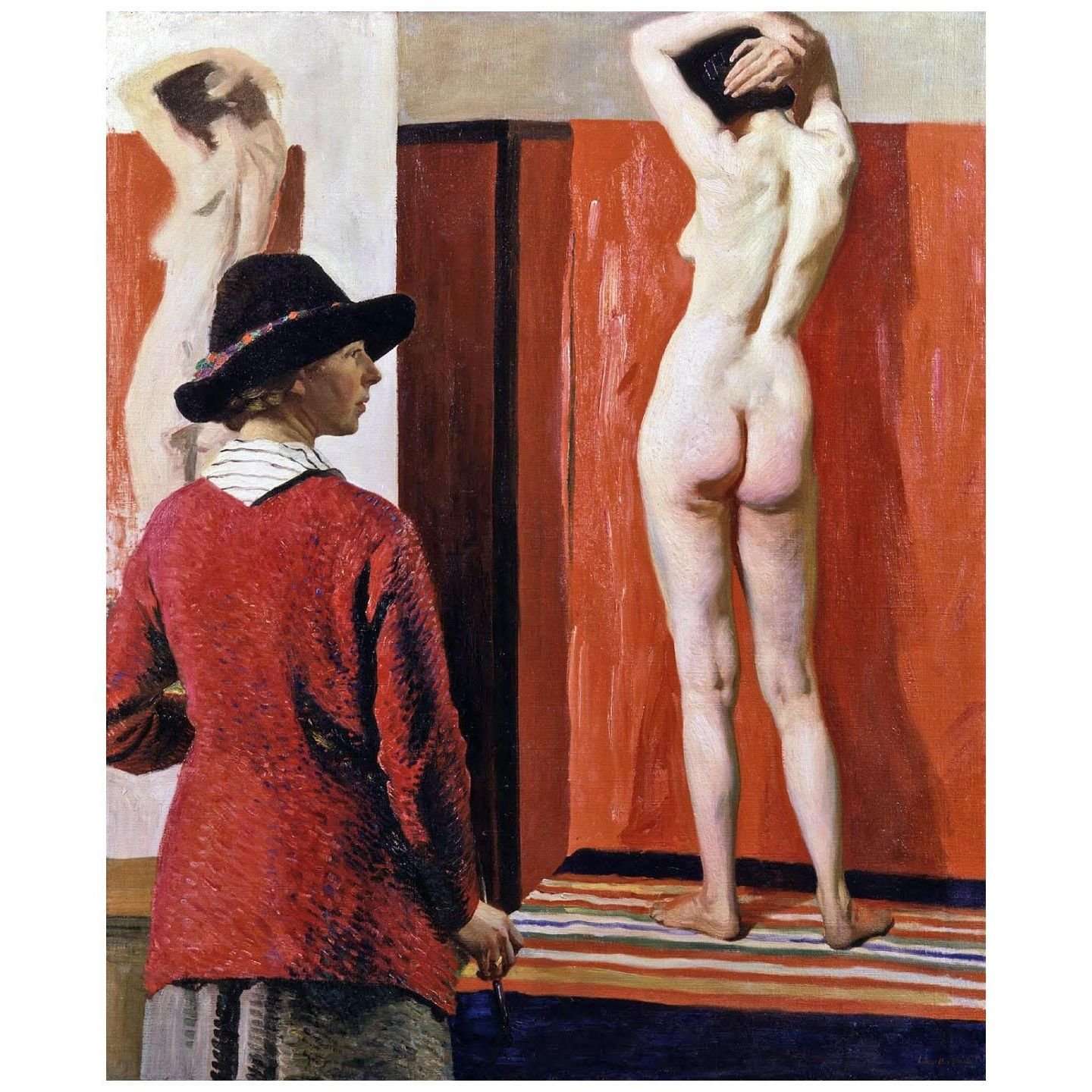  Laura Knight. Self-Portrait with Nu. 1913. NPG London