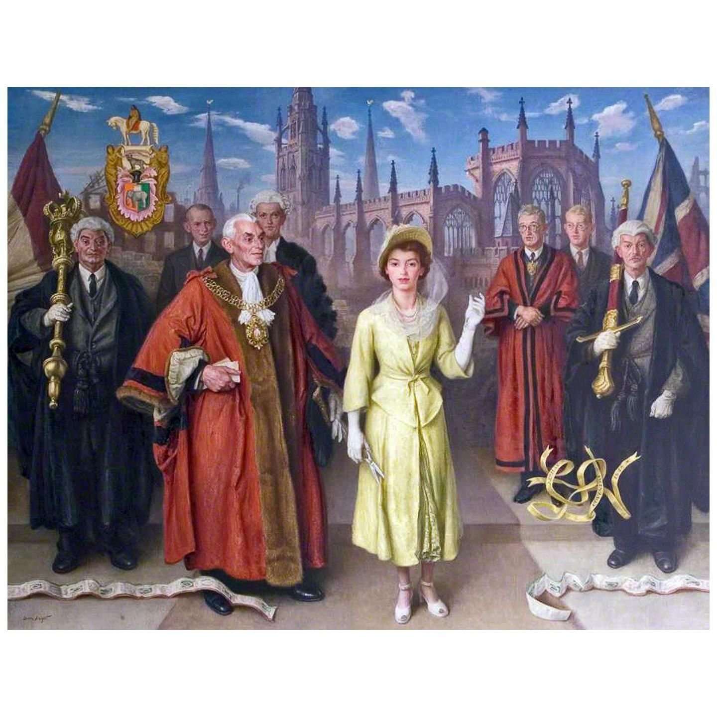  Laura Knight. Princess Elizabeth Opening New Broadgate. 1948. Herbert Museum Coventry