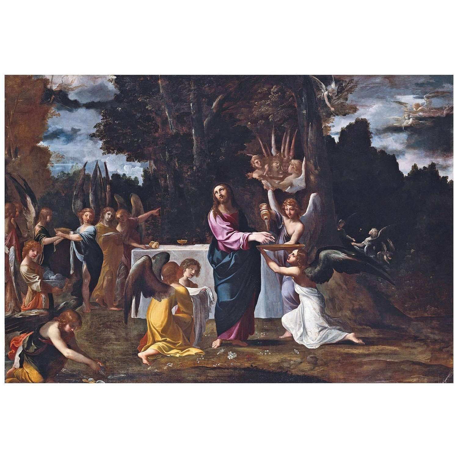  Lodovico Carracci. Cristo nel deserto, servito dagli angeli. 1600. Gemaldegalerie Berlin