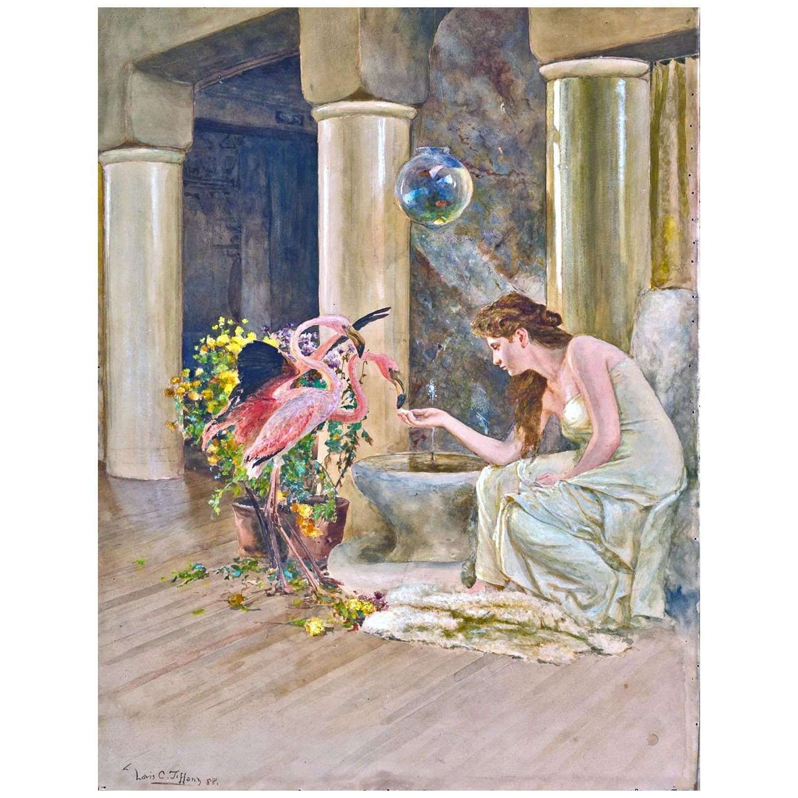   Louis Tiffany. Feeding the Flamingo. 1883. Haucelton Hall Gallery, NY