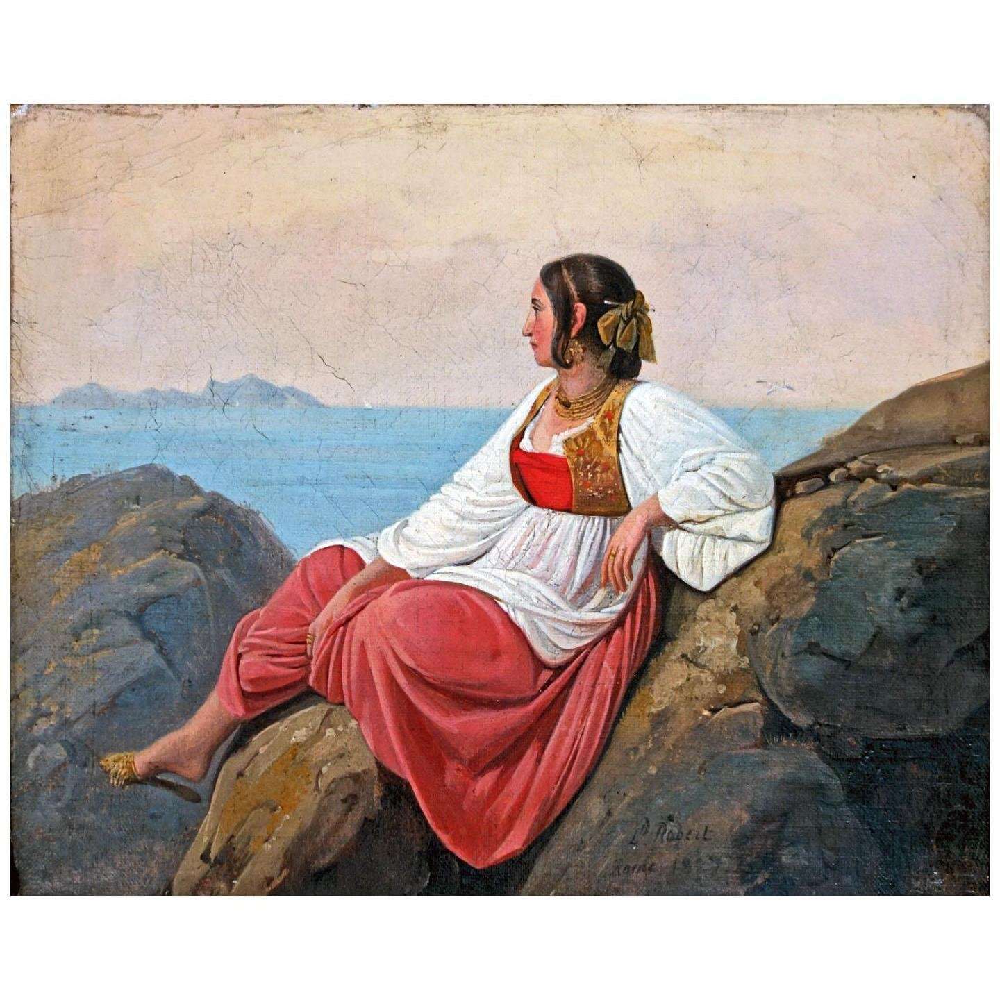 - Leopold Robert. Jeune italienne assise sur les rochers. 1827. PdBA de Lille