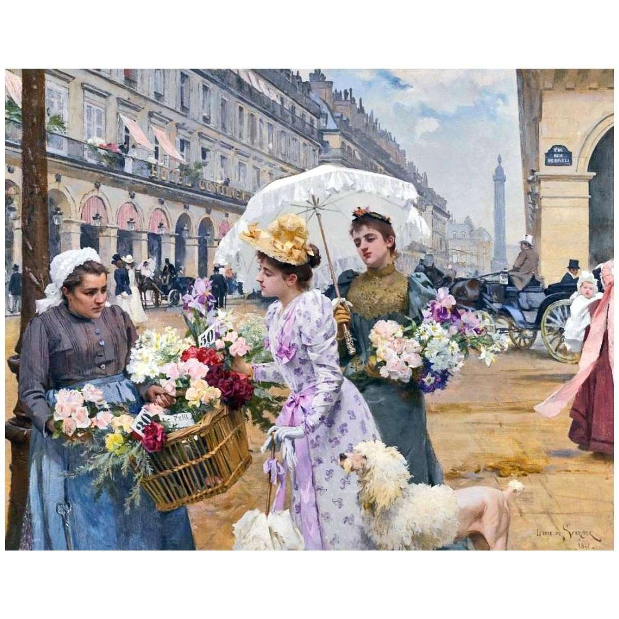 Louis Marie de Schryver. La marchande de fleurs. Rue de Rivoli. 1892
