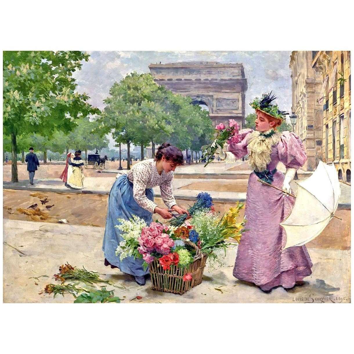  Louis Marie de Schryver. La marchande de fleurs. Champs-Elysees. 1895