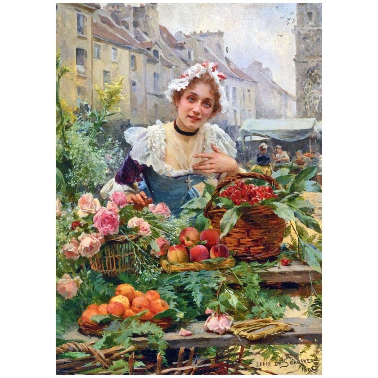  Louis Marie de Schryver. La marchande de fleurs et de fruits. 1898