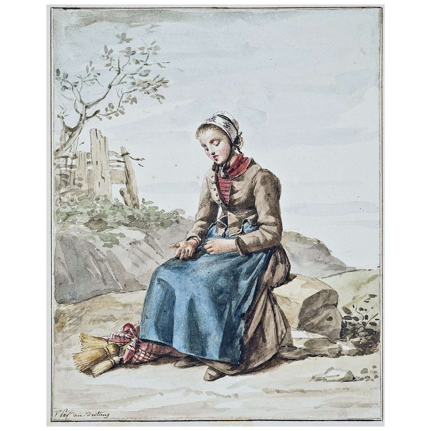 - Louise Drolling. La petite marchande. 1825. De l'album amicorum des incendies de salins