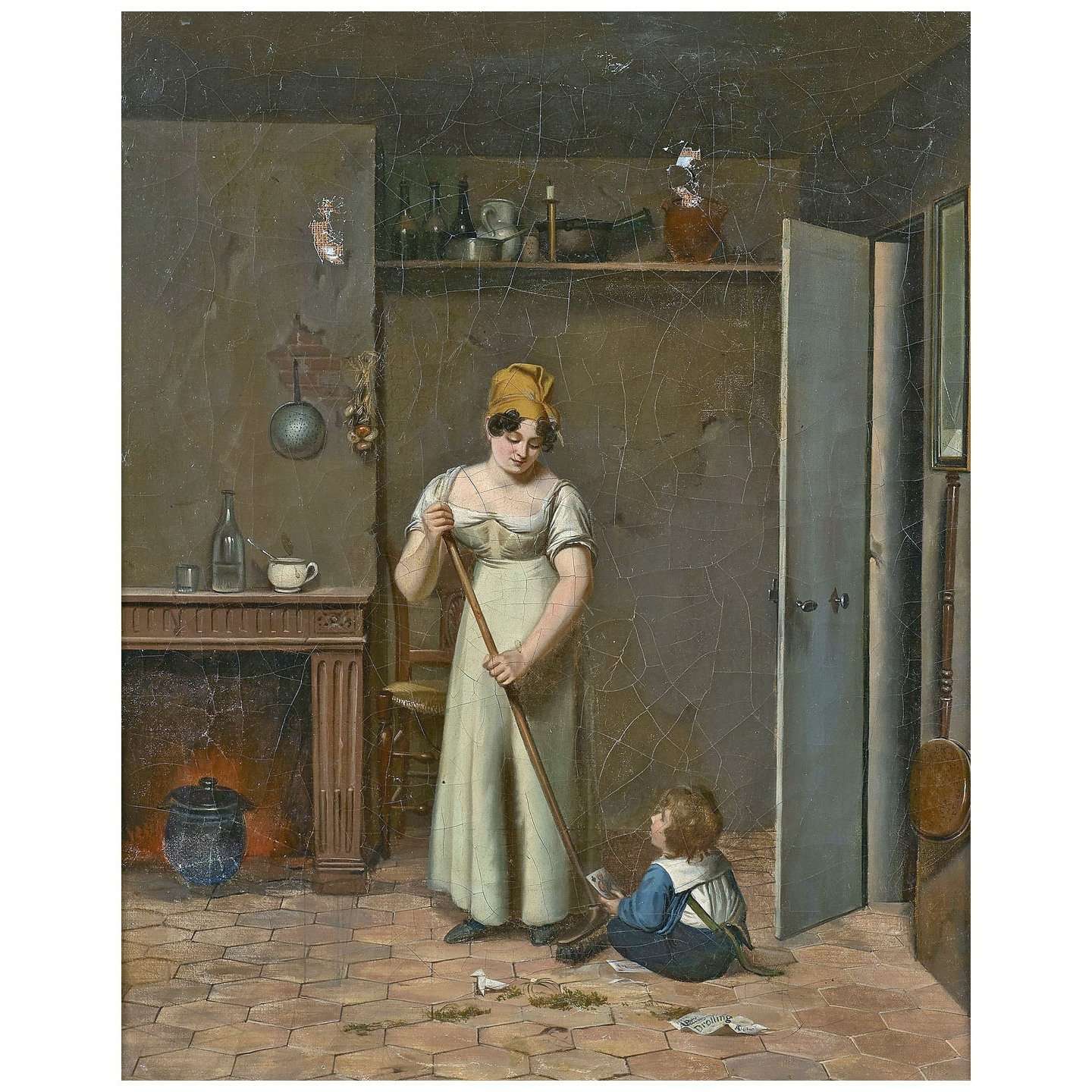 - Louise Drolling. Jeune femme en train de bilayer. 1820s. Collection privee