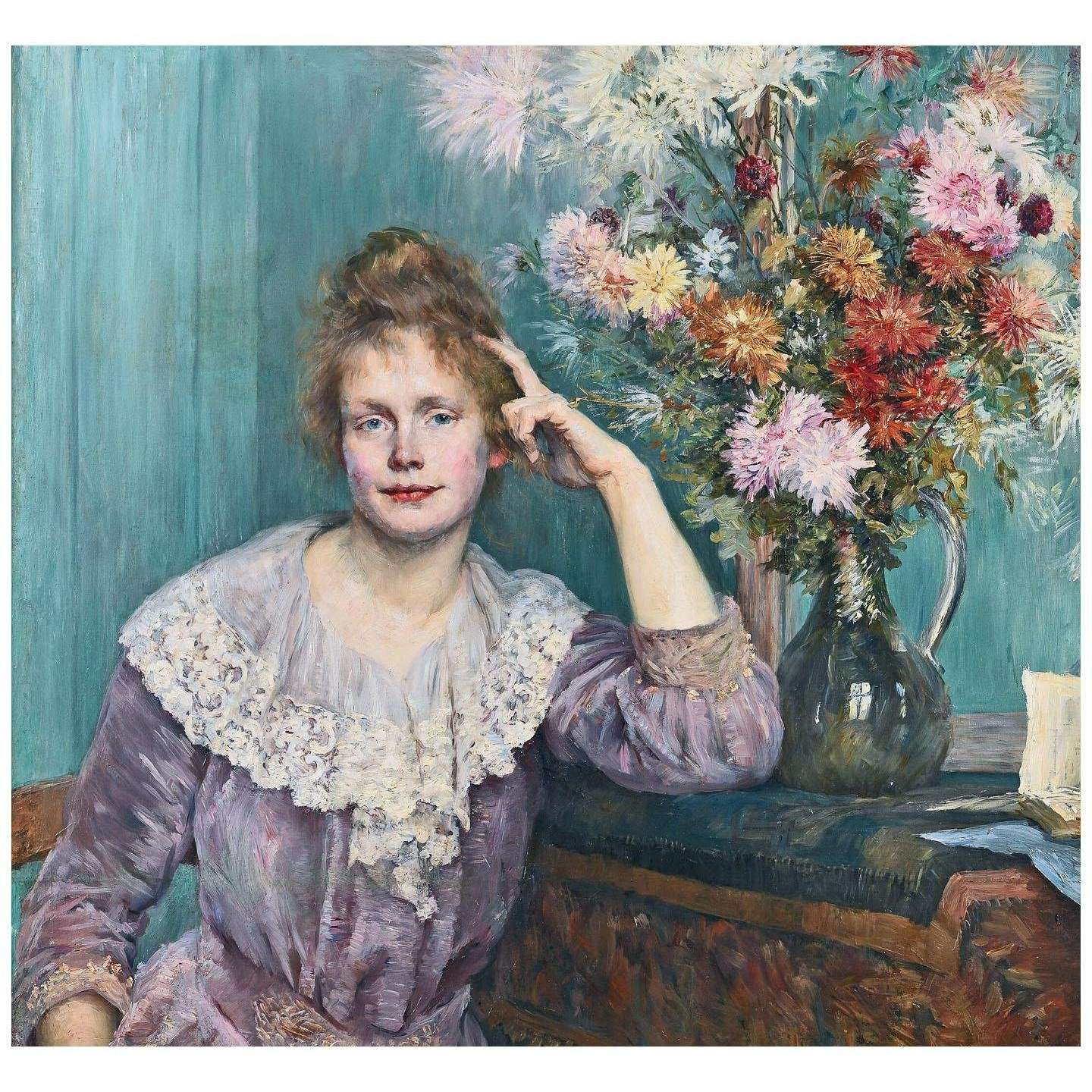   Louise Breslau. Jeune femme et chrysantheme. 1890. Collection privee