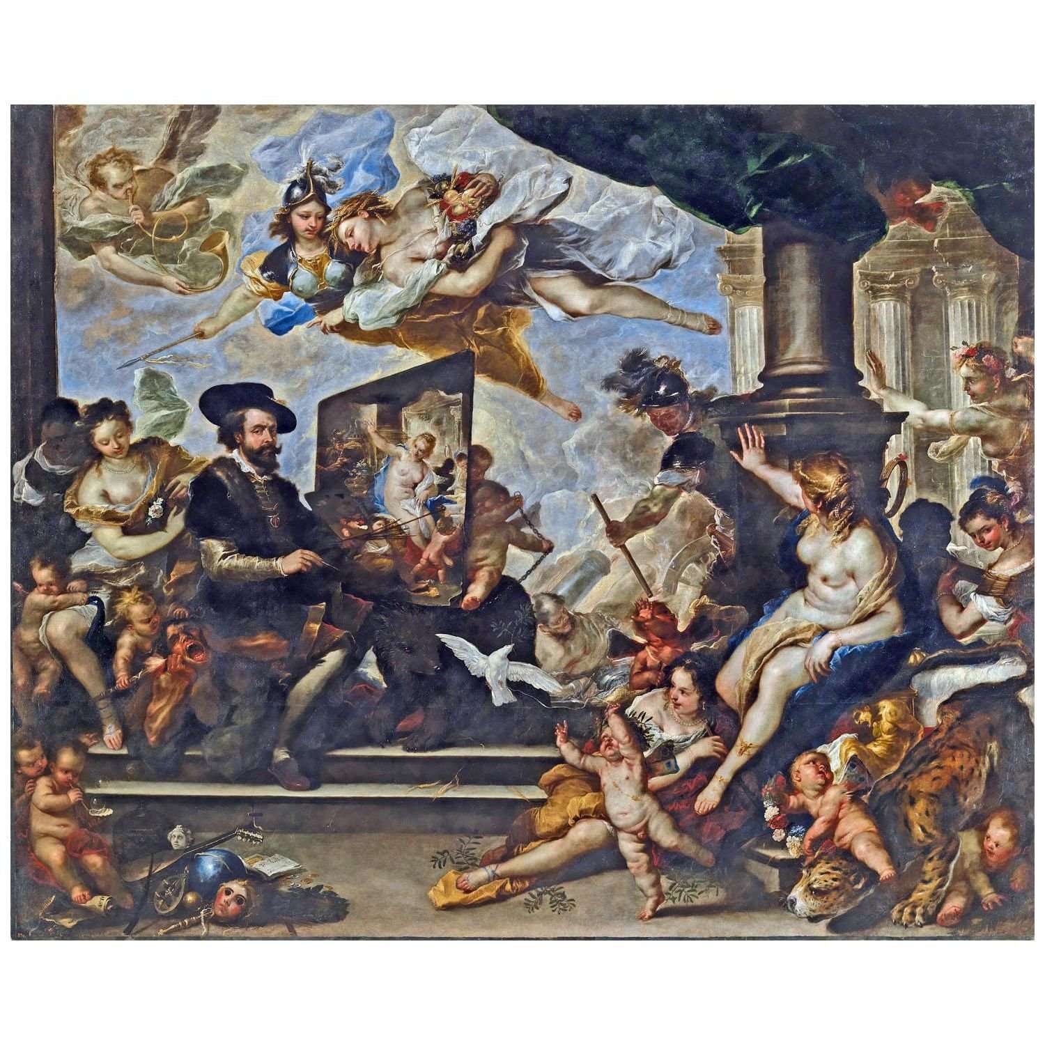  Luca Giordano. Rubens dipinge l'allegoria della pace. 1660. Museo del Prado, Madrid