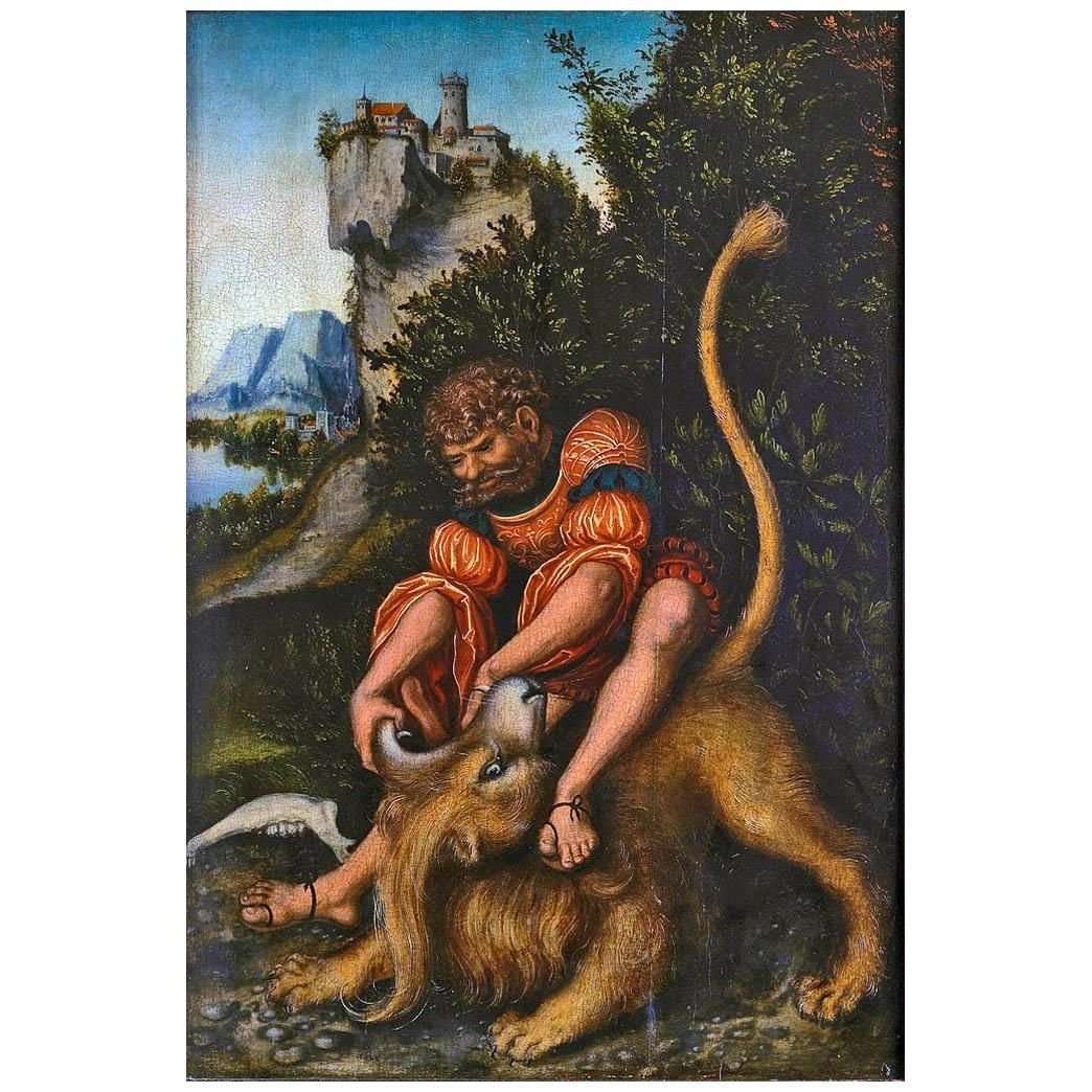  Lucas Cranach the Elder. Samson Battling with the Lion. 1520, Schloss Weimar