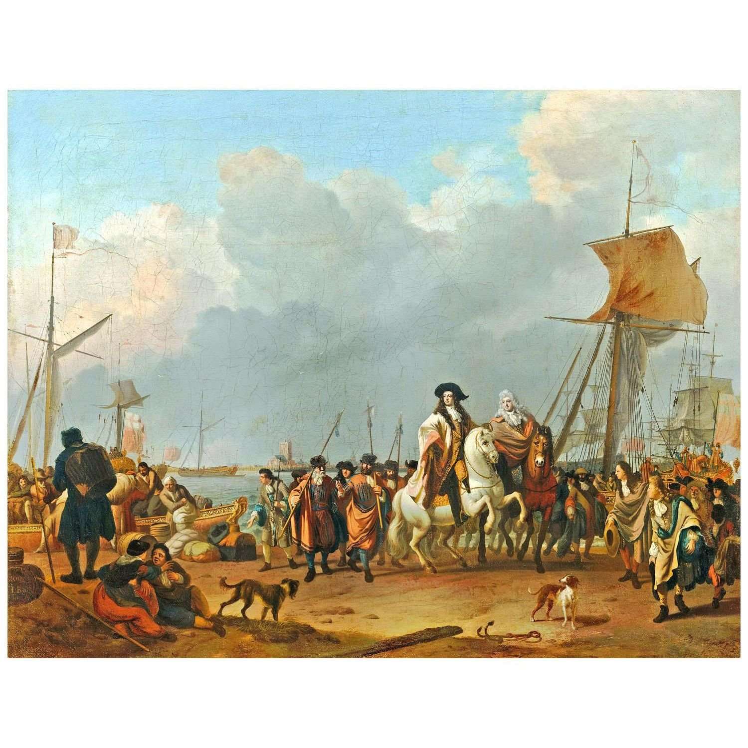  Ludolf Backhuysen. The Arrival of King Willem III in the Oranjepolder. 1692. Mauritshuis Den Haag