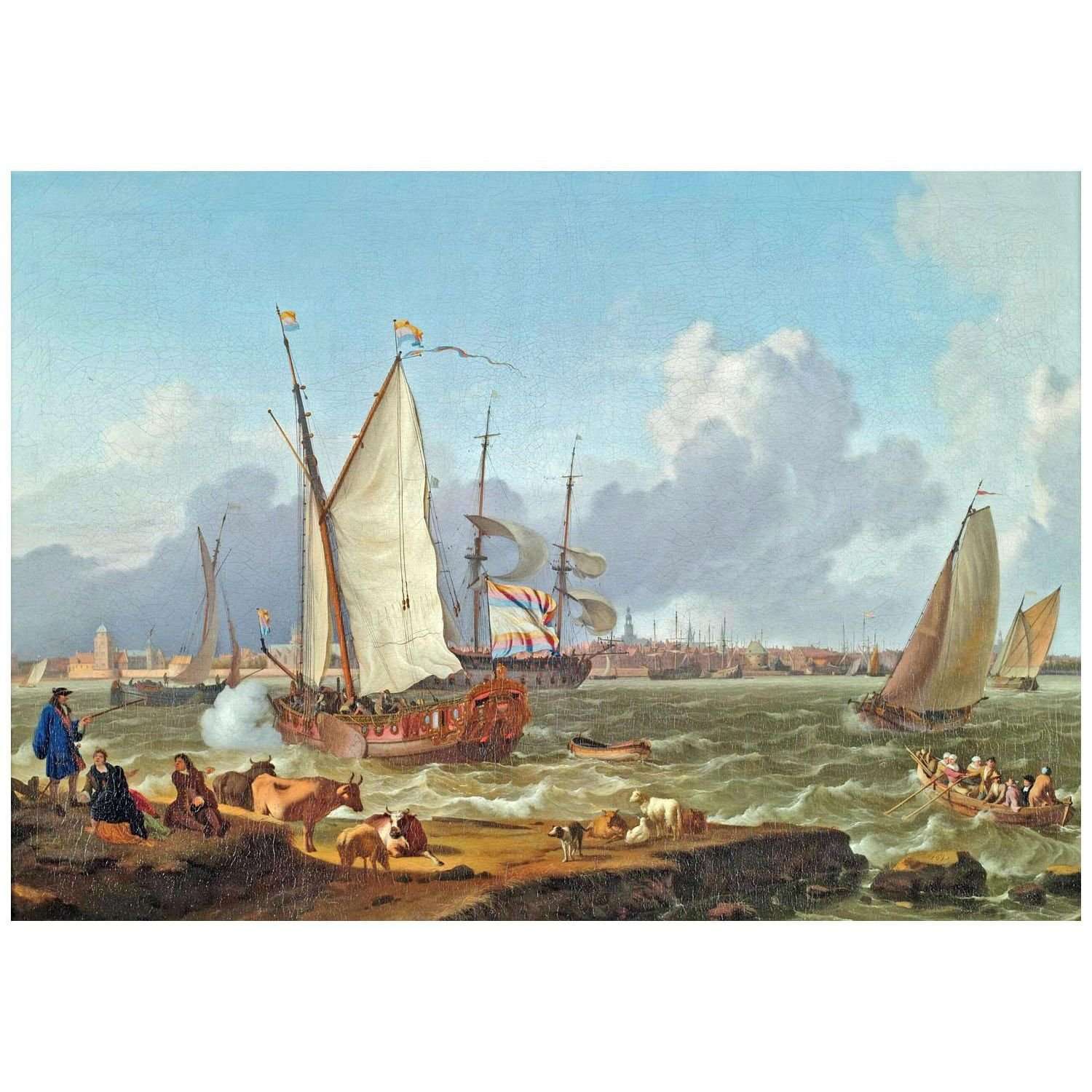  Ludolf Backhuysen. Dutch Ships on the Roadstead of Emden. 1698. Hamburger Kunsthalle
