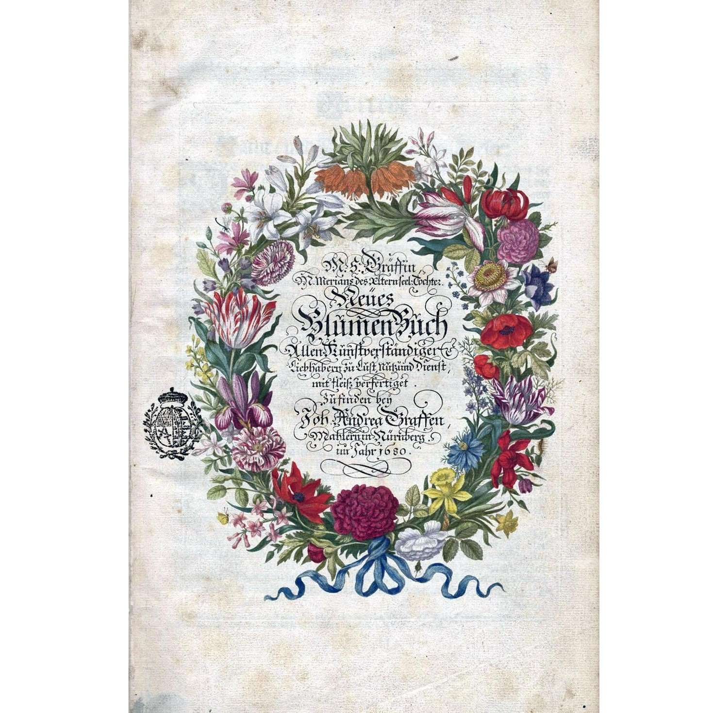  Maria Sibylla Merian. Neue Blumenbuch, Titul. 1675. Saxon Universitat Dresden