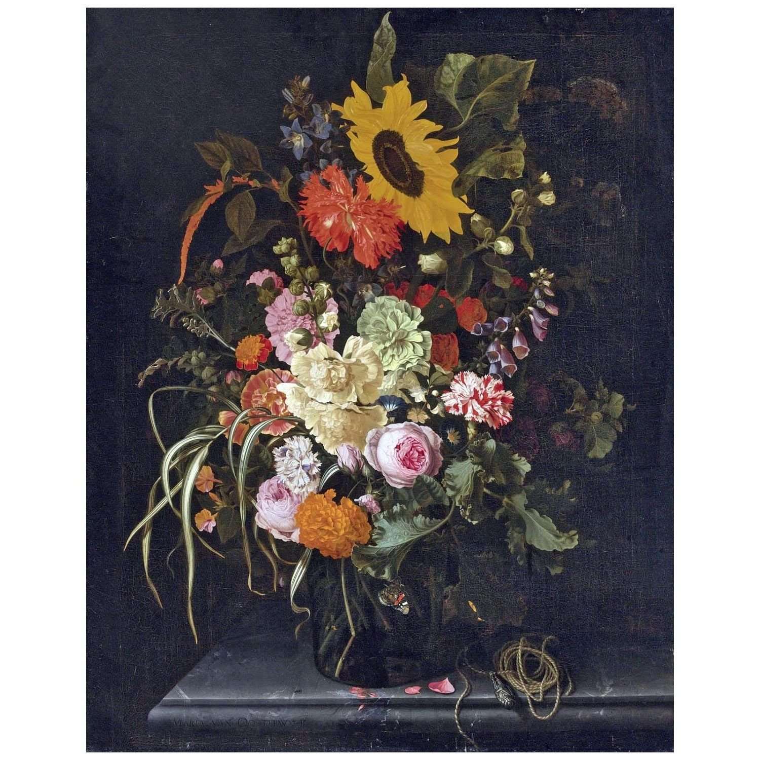  Maria van Oosterwijck. Flowers with a Sunflower. 1669. Private collection