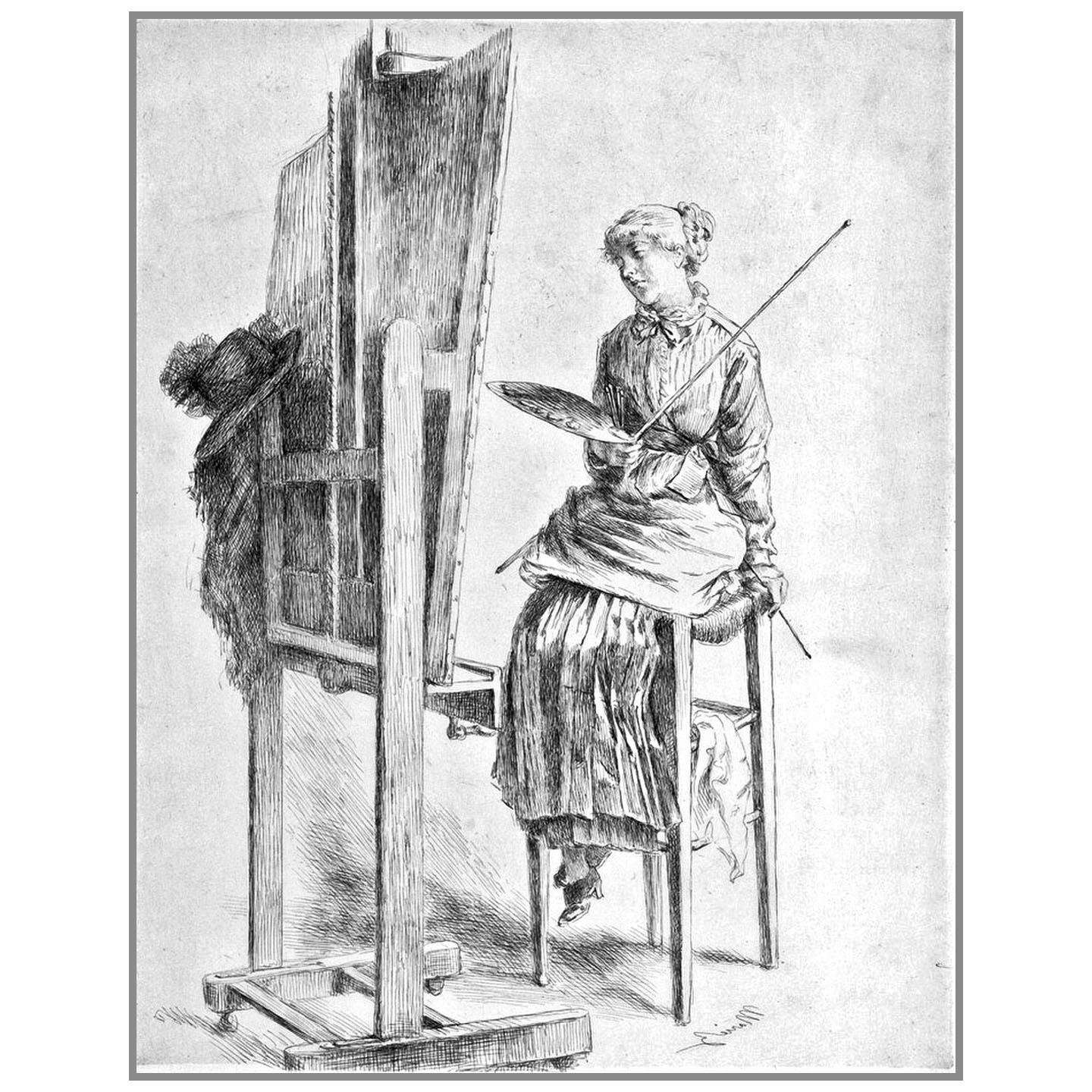  Marie Bracquemond. Autoportrait. 1875. Gravure
