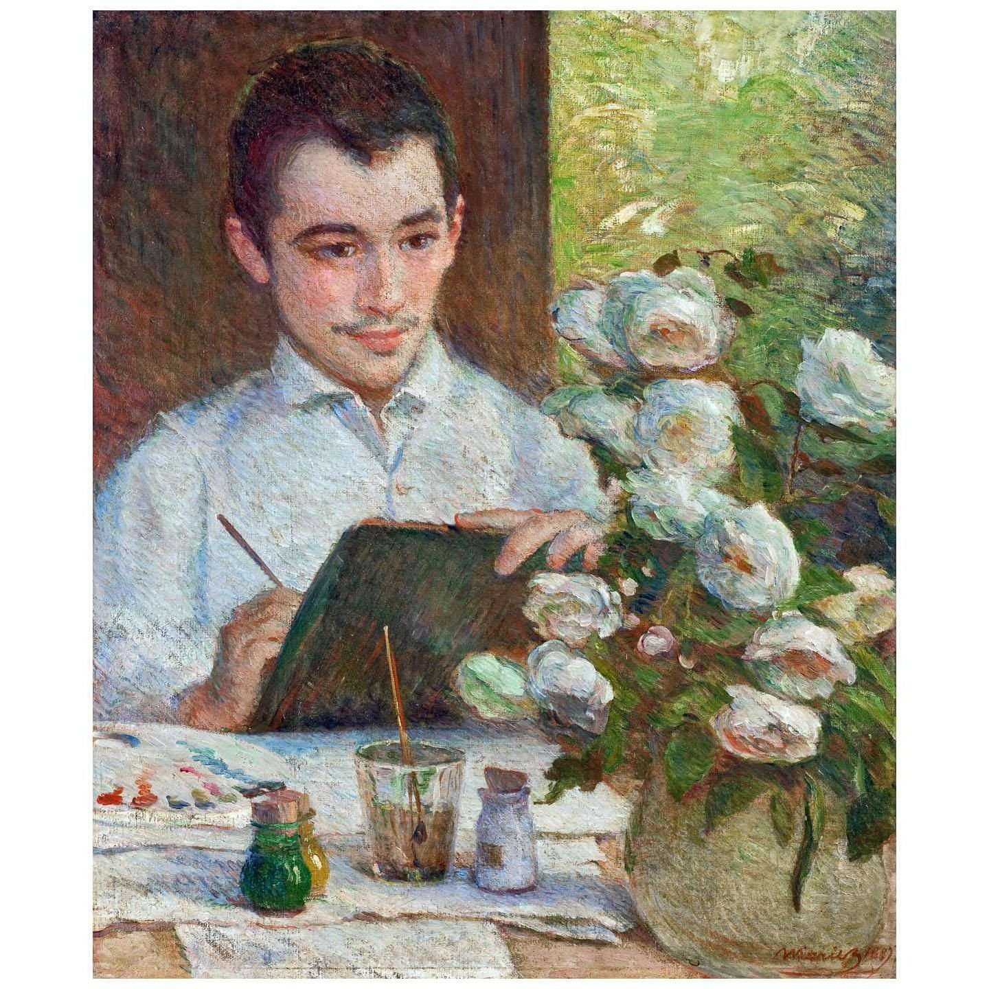  Marie Bracquemond. Pierre peignant des fleurs. 1887. Mus?e Fabre, Montpellier