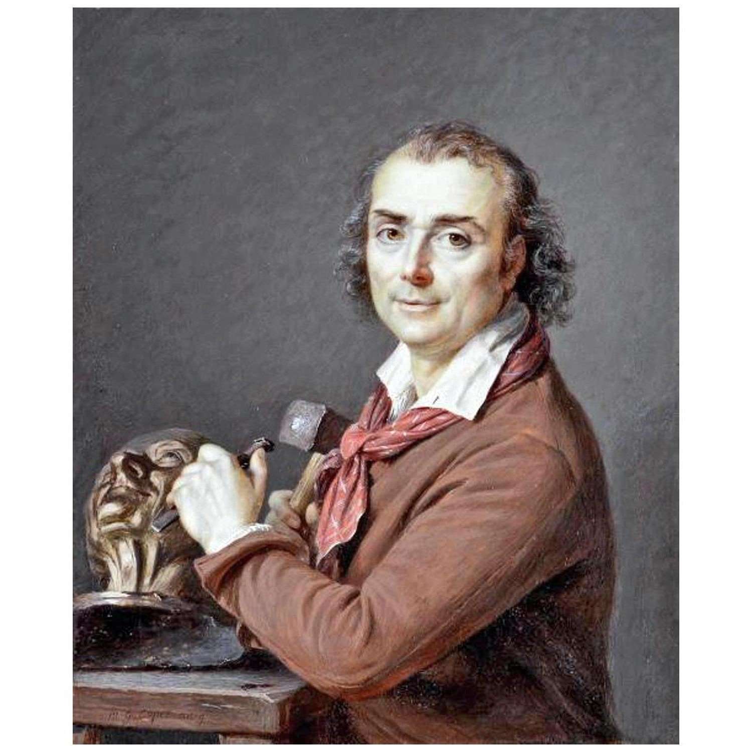  Marie-Gabriel Capet. Houdon travaillant au buste de Voltaire. 1800. MBA de Caen
