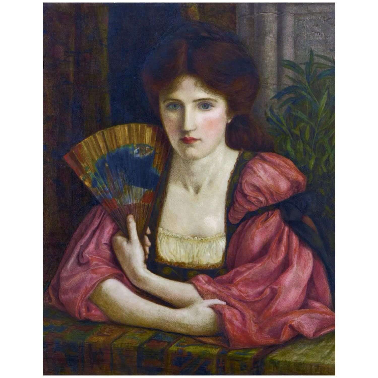  Marie Spartali. Self-Portrait with a Fan. 1874. Private collection