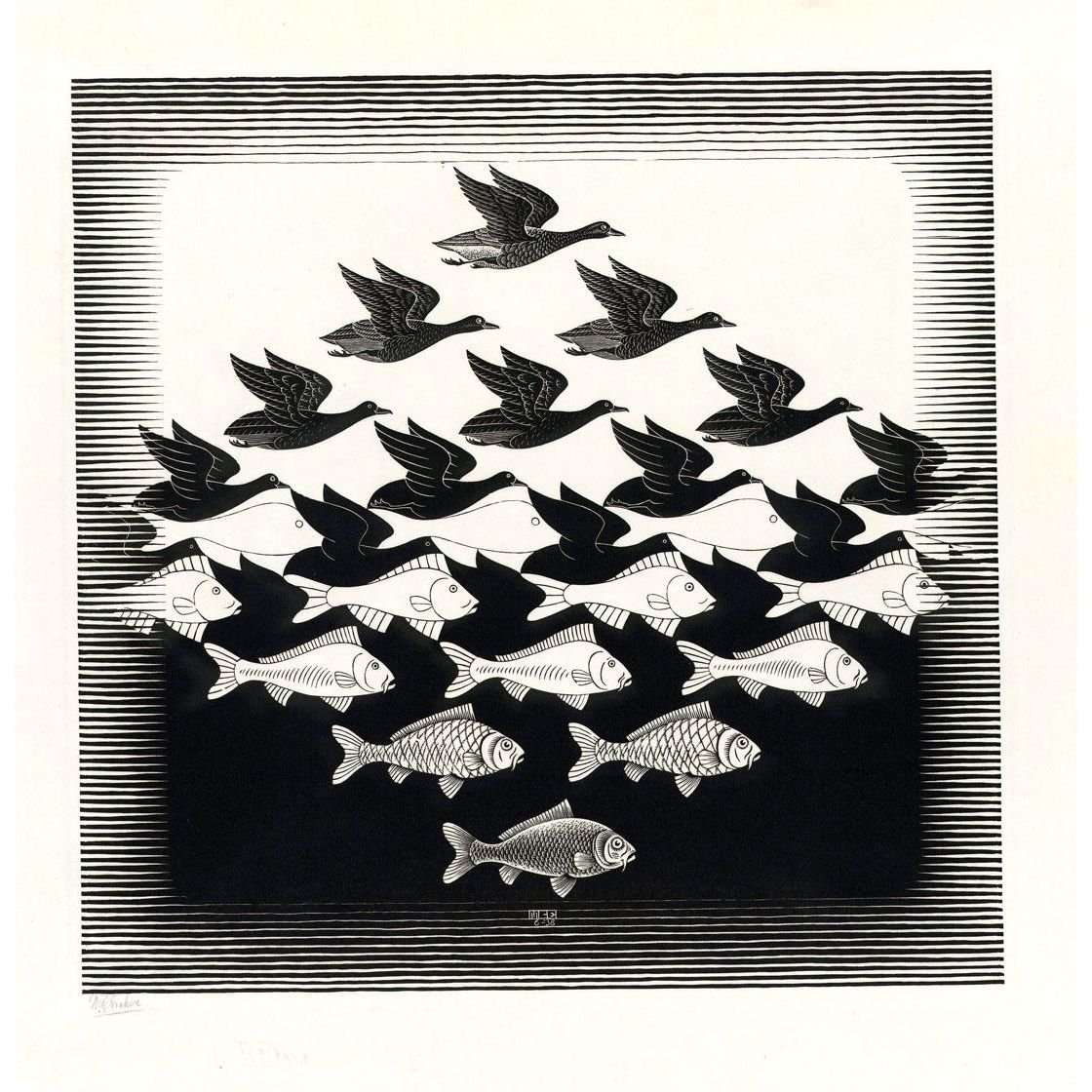  Maurits Cornelis Escher. Sky and Water. 1938