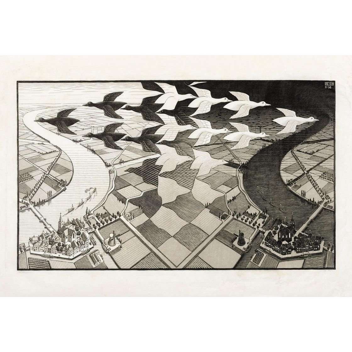  Maurits Cornelis Escher. Day and Night. 1938