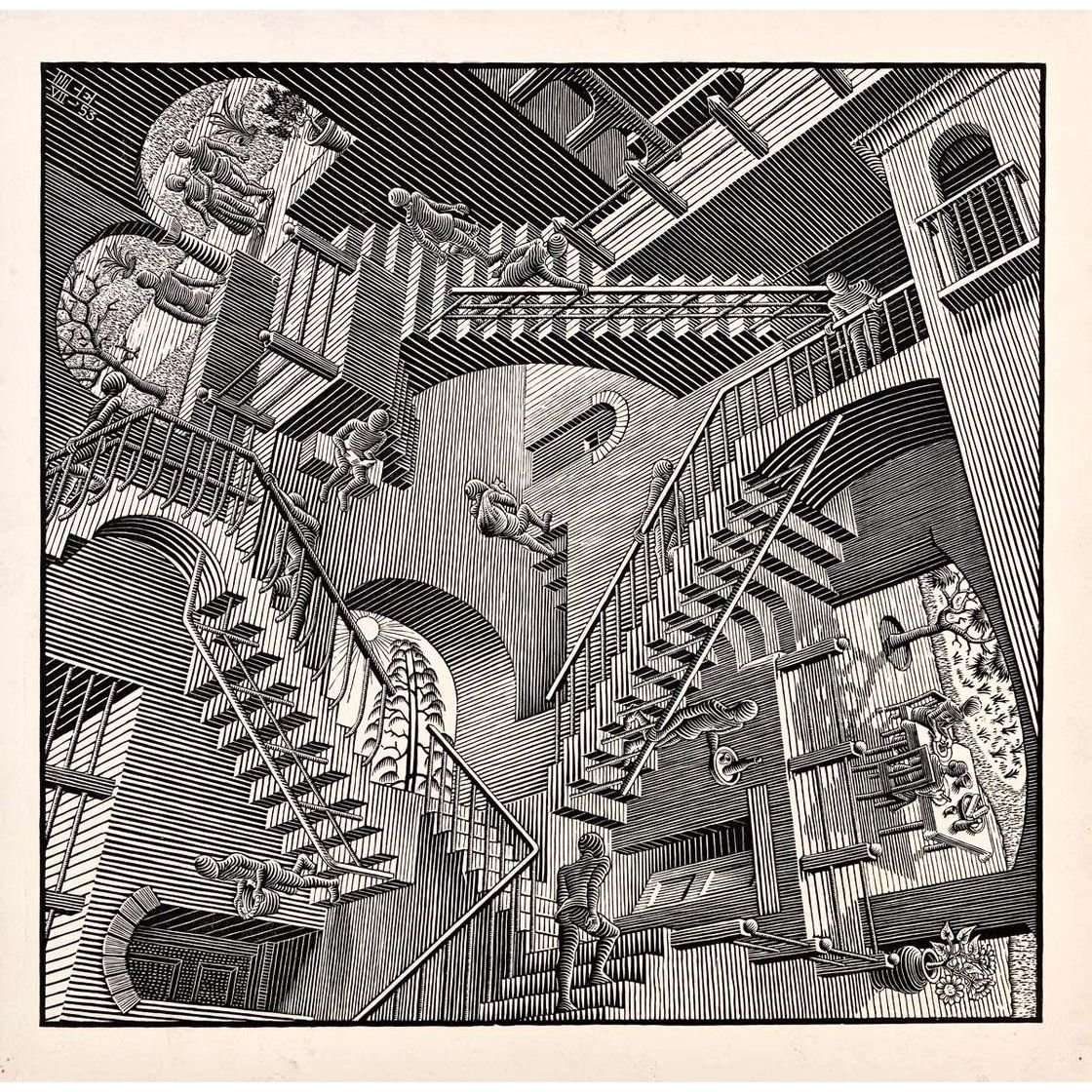  Maurits Cornelis Escher. Relativity. 1953
