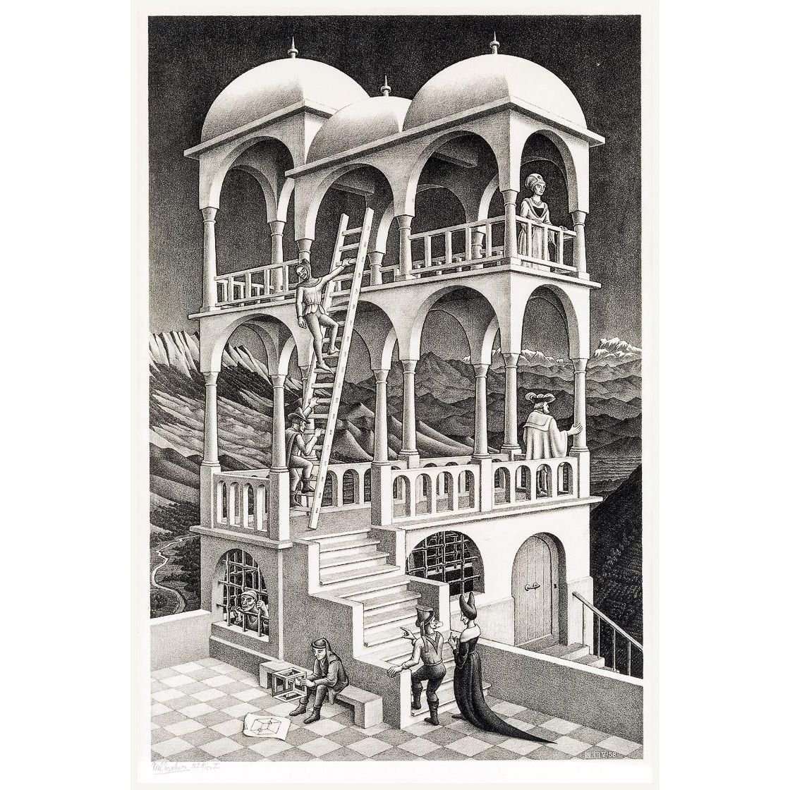  Maurits Cornelis Escher. Belvedere. 1958