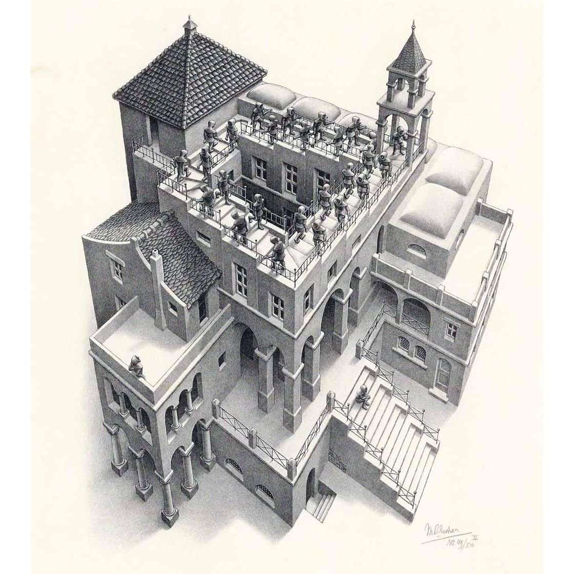  Maurits Cornelis Escher. Ascending and Descending. 1960