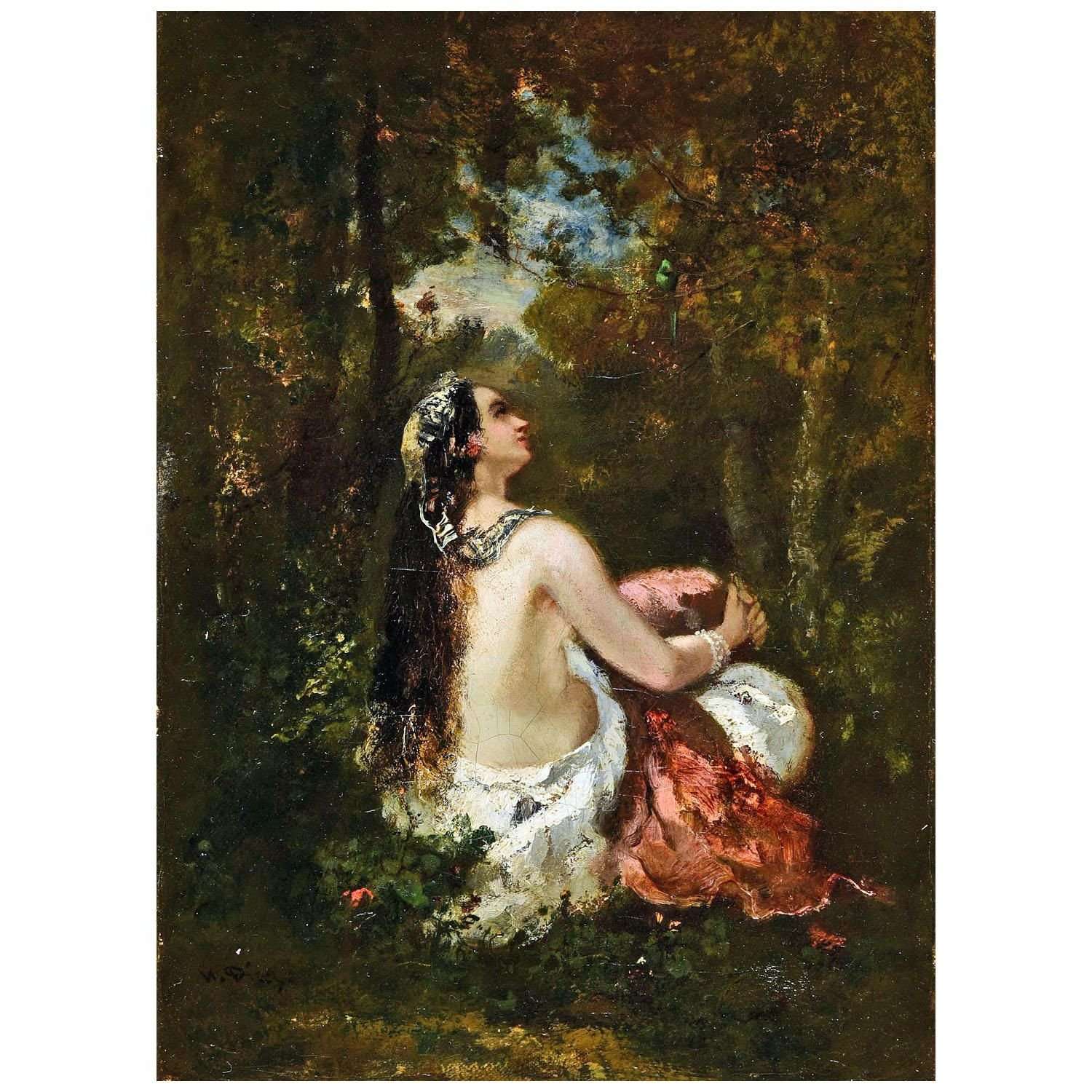  Narcisse Diaz. La femme ? la perruche. 1850. Mus?e des beaux-arts de Reims
