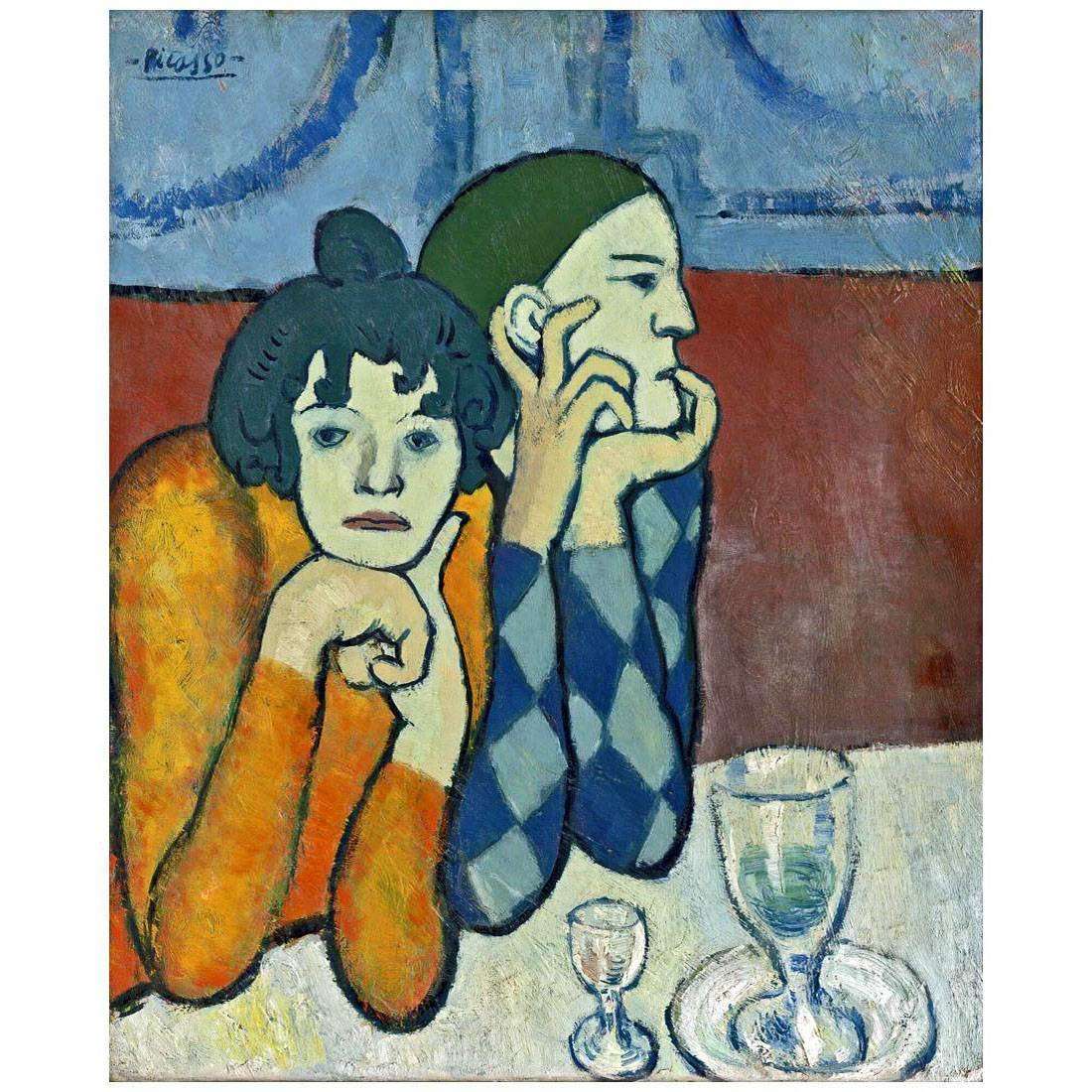  Pablo Picasso. Arlequin et son compagnon. 1901. Musee Pouchkine, Moscou