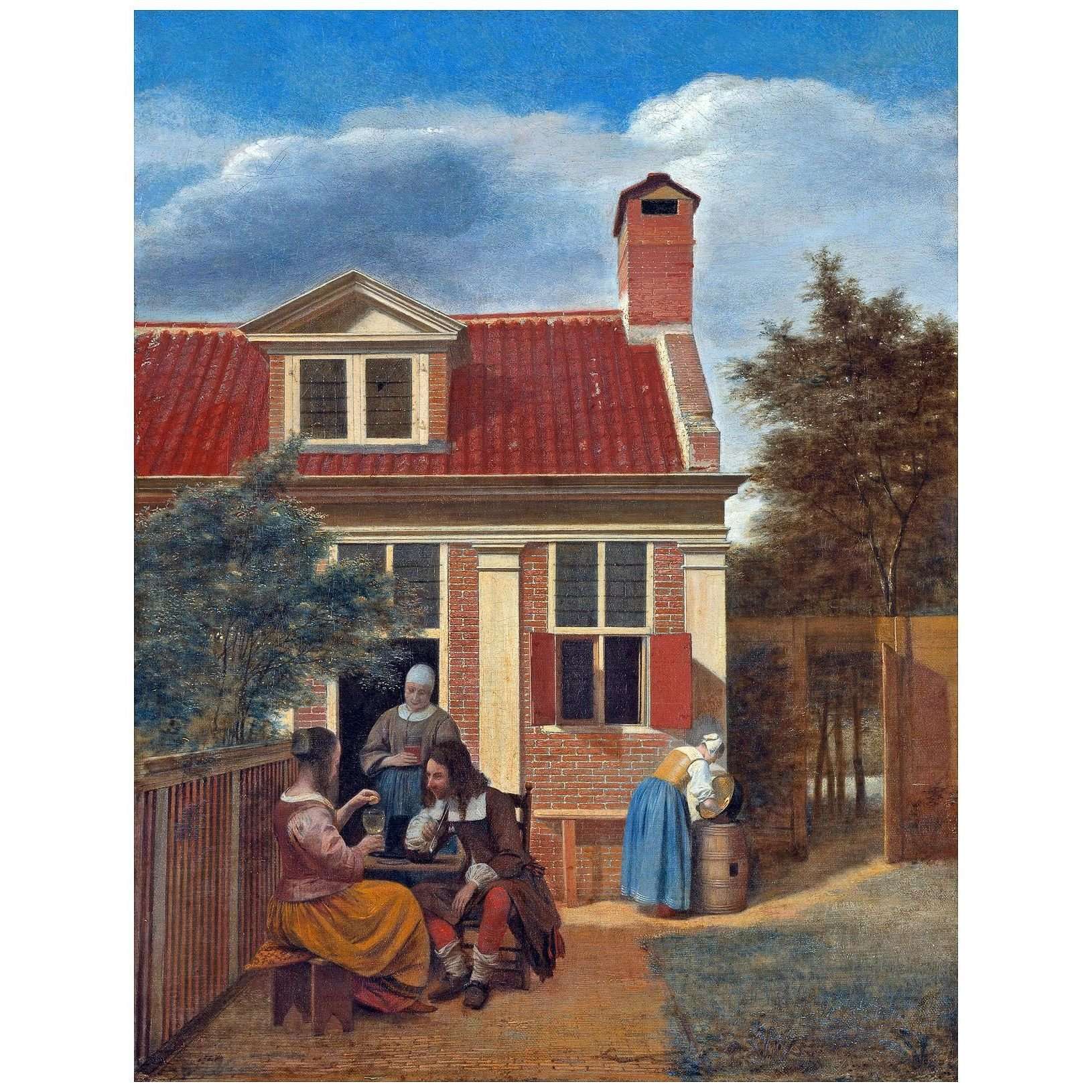   Pieter de Hooch. Figures in Courtyard Behind the House. 1665. Rijksmuseum, Amsterdam