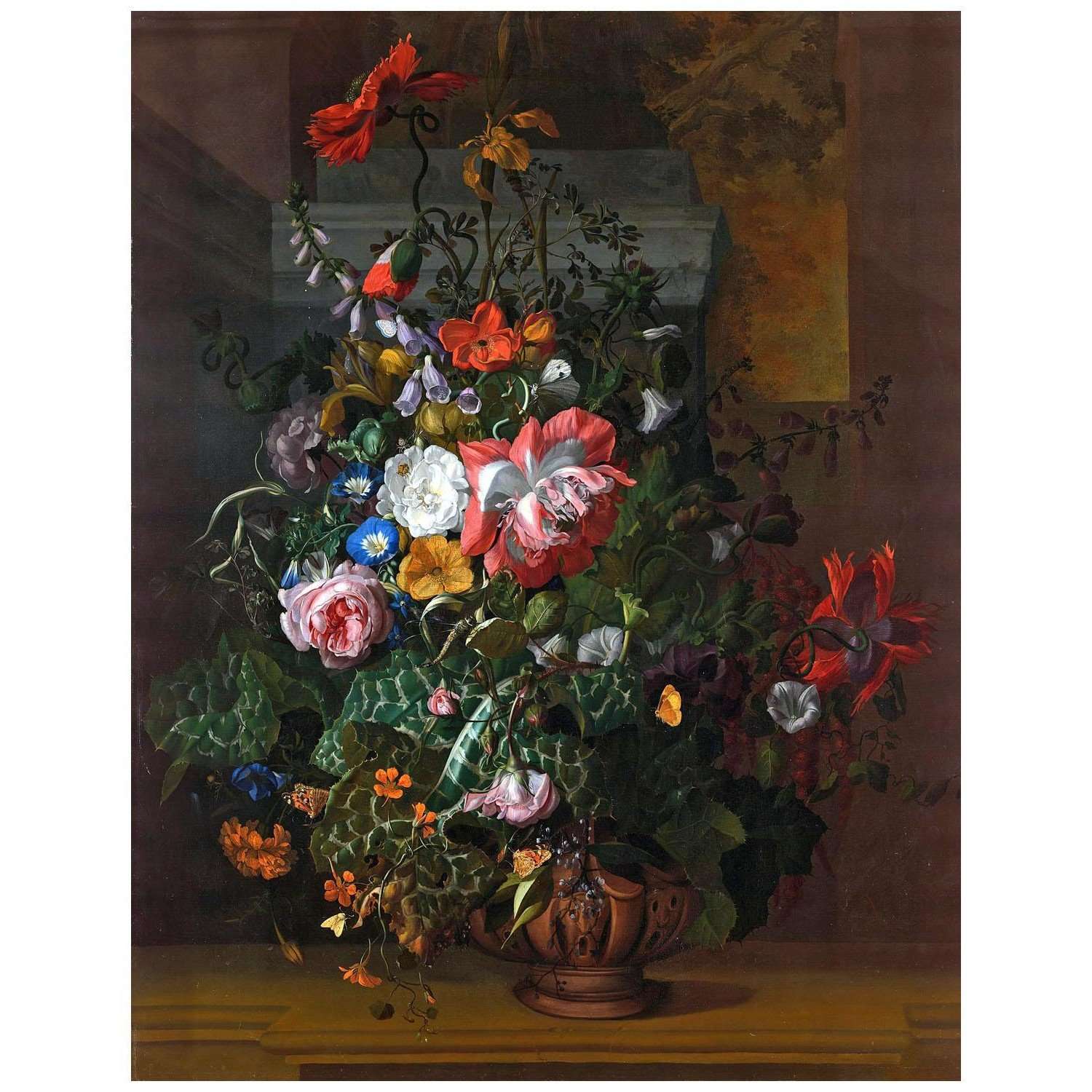  Rachel Ruysch. Roses, Poppies and other Flowers. 1685. NMWA New York