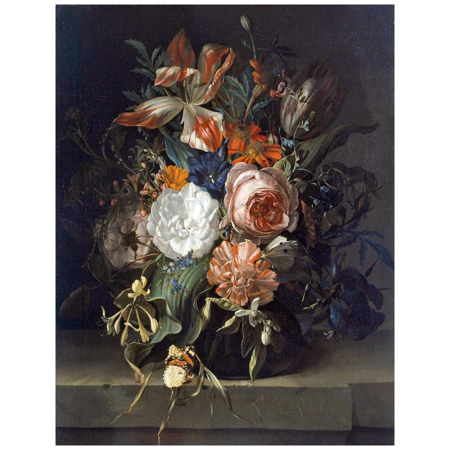  Rachel Ruysch. Flower Still Life. 1691. Hamburger Kunsthalle