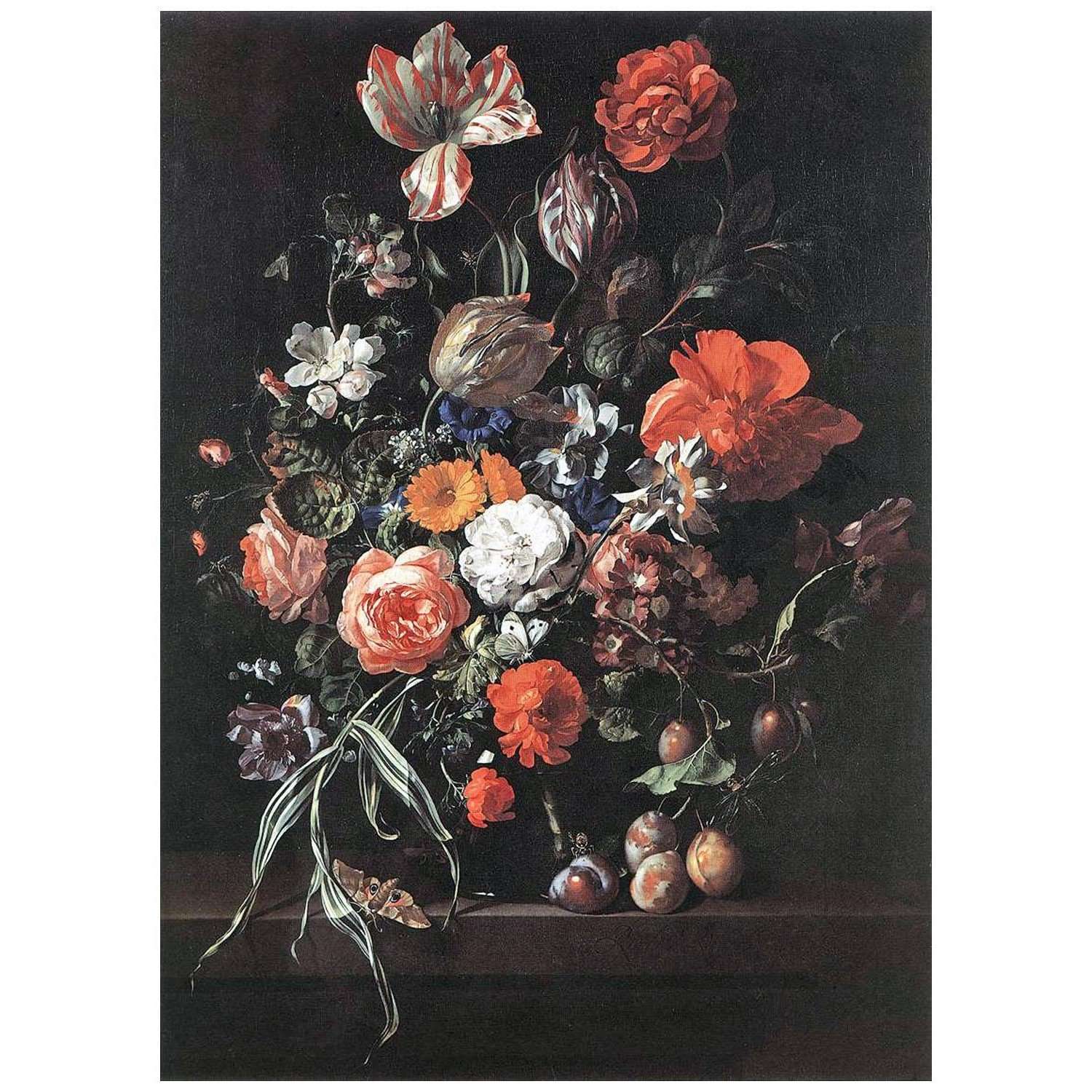  Rachel Ruysch. Bouquet of Flowers and Plums. 1704. KMSKB Brussels
