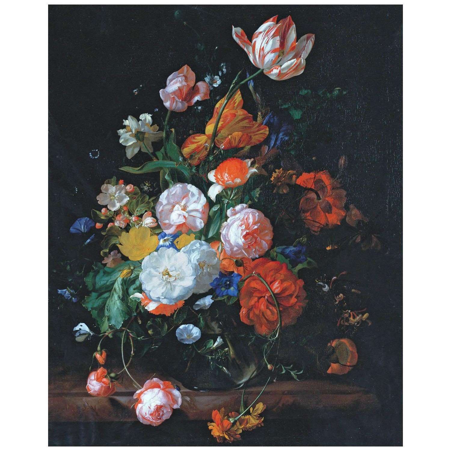  Rachel Ruysch. Flowers in a Glass Vase. 1709. Museum of Fine Arts Boston