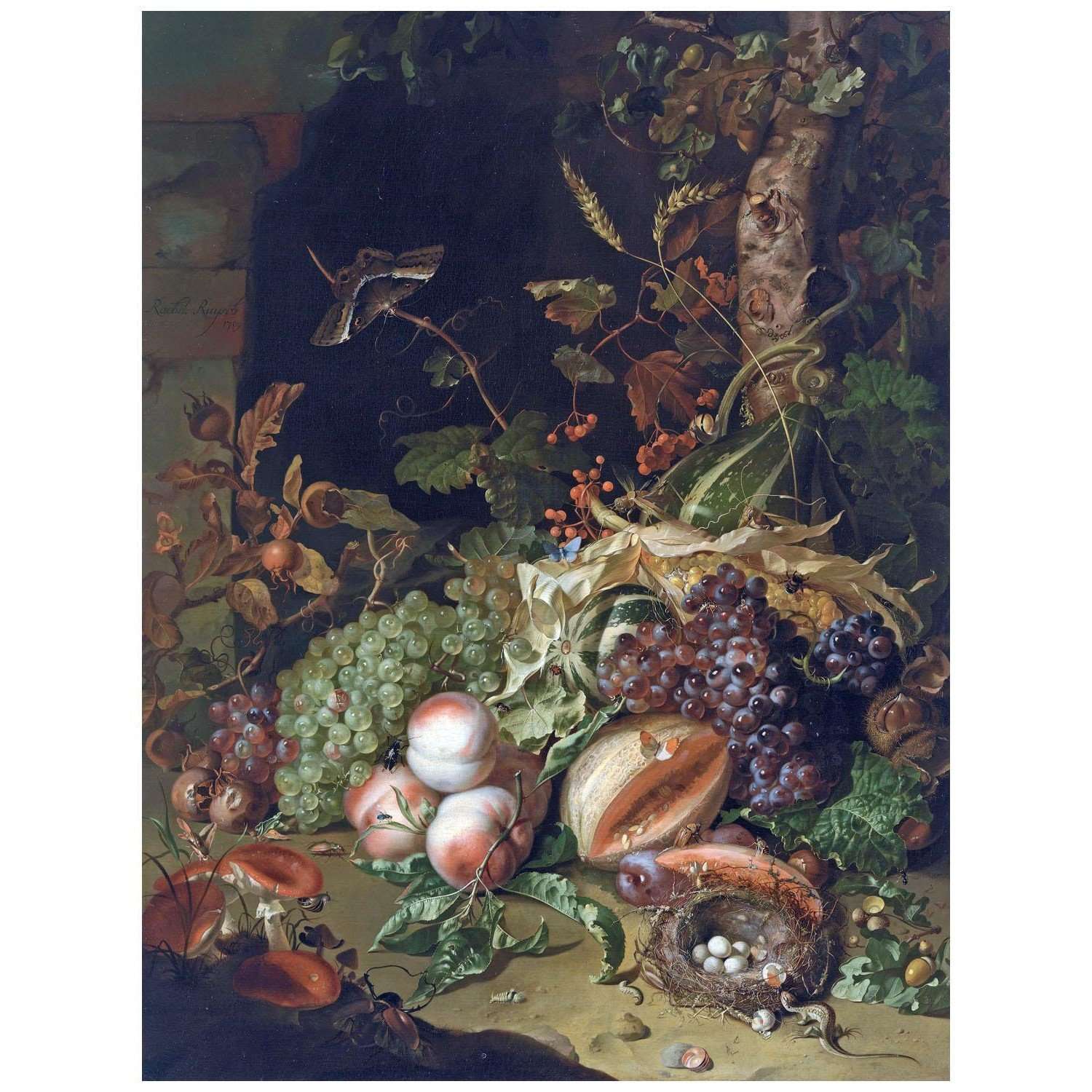  Rachel Ruysch. Still Life with Grapes. 1709. Alte Pinakothek Munchen