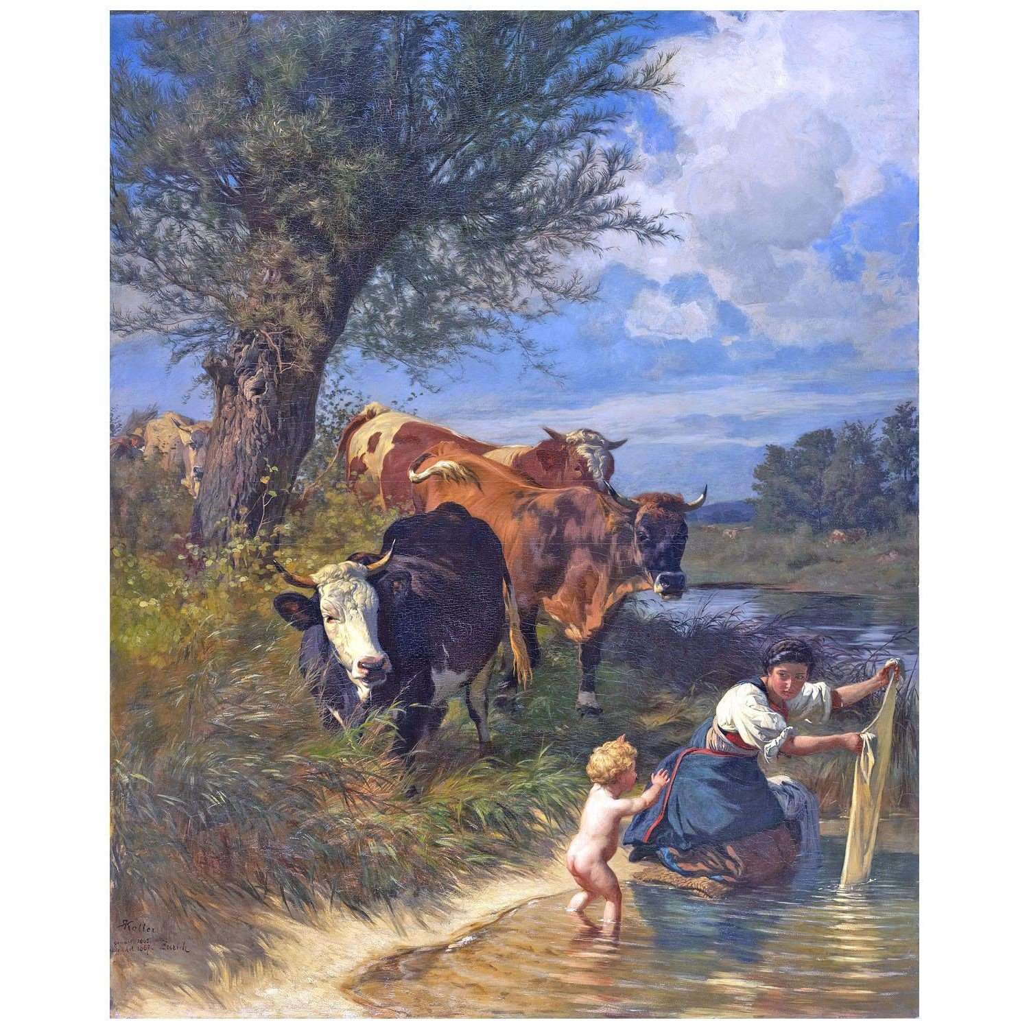  Rudolf Koller. Kuhe und Wascherin am Bach. 1867. Kunstmuseum St Gallen