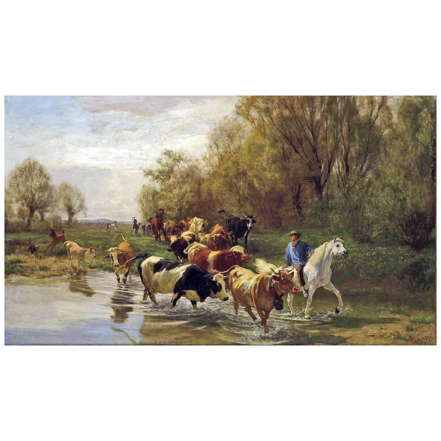  Rudolf Koller. K?he mit Reitern am Z?richhorn. 1877. Privatbesitz