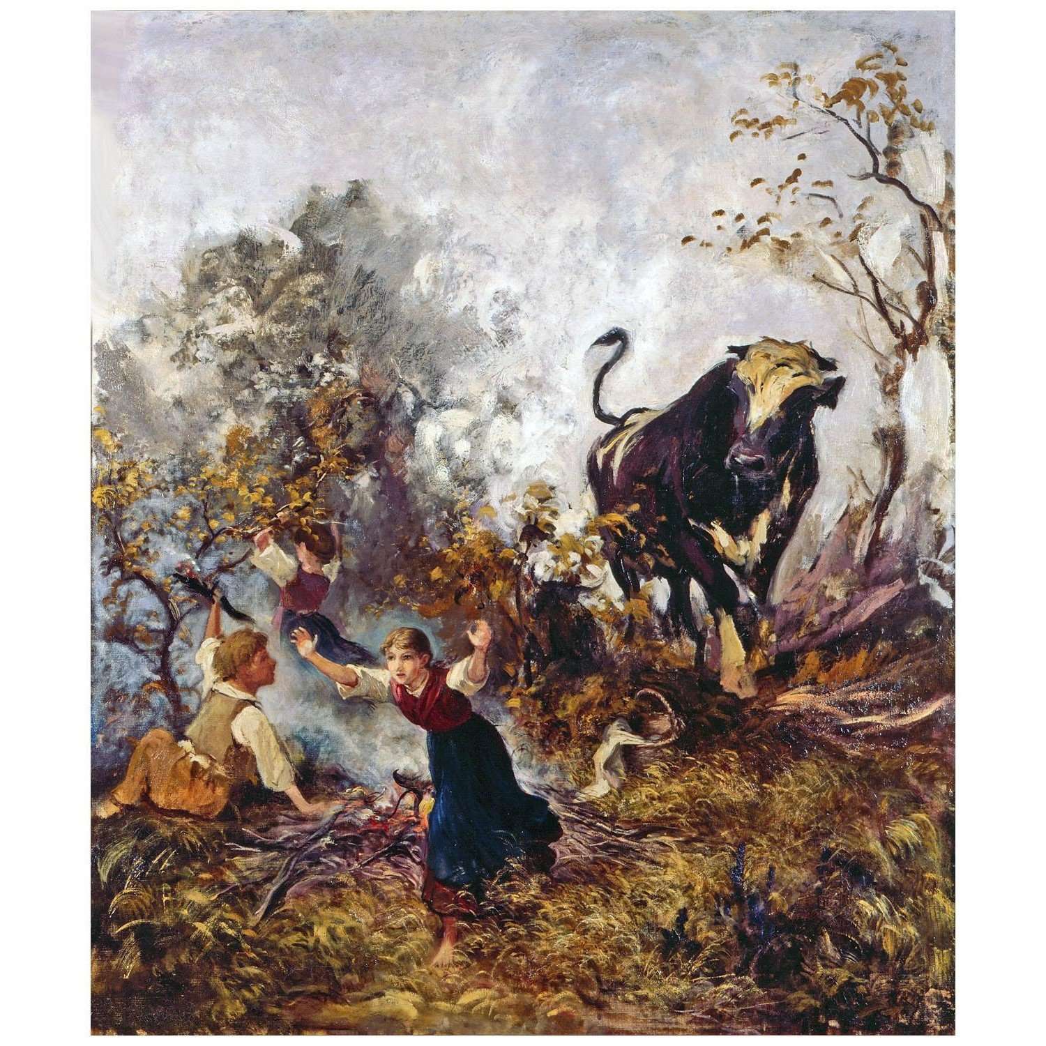  Rudolf Koller. Junger Stier, Kinder erschreckend. 1880. Cler Bank Basel