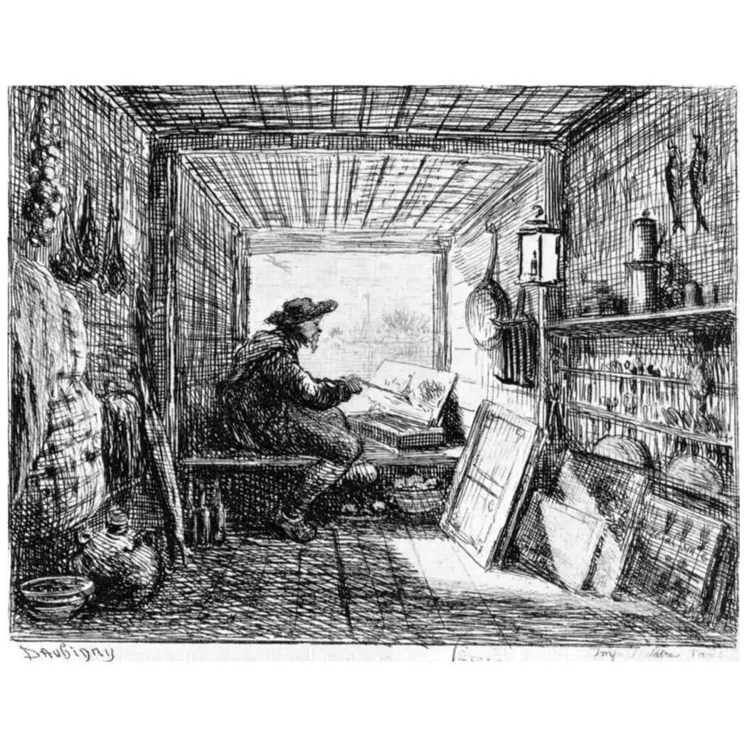  Charles-Fran?ois Daubigny. L'atelier d'artiste. De l'album Voyage en bateau. 1861