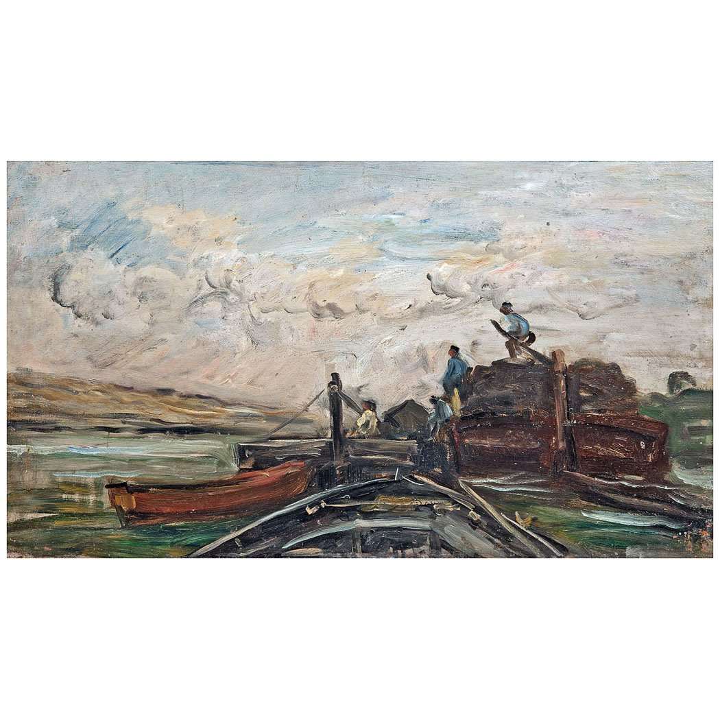  Charles-Fran?ois Daubigny. Barges sur la riviere. 1870. Nationalmuseum, Stockholm