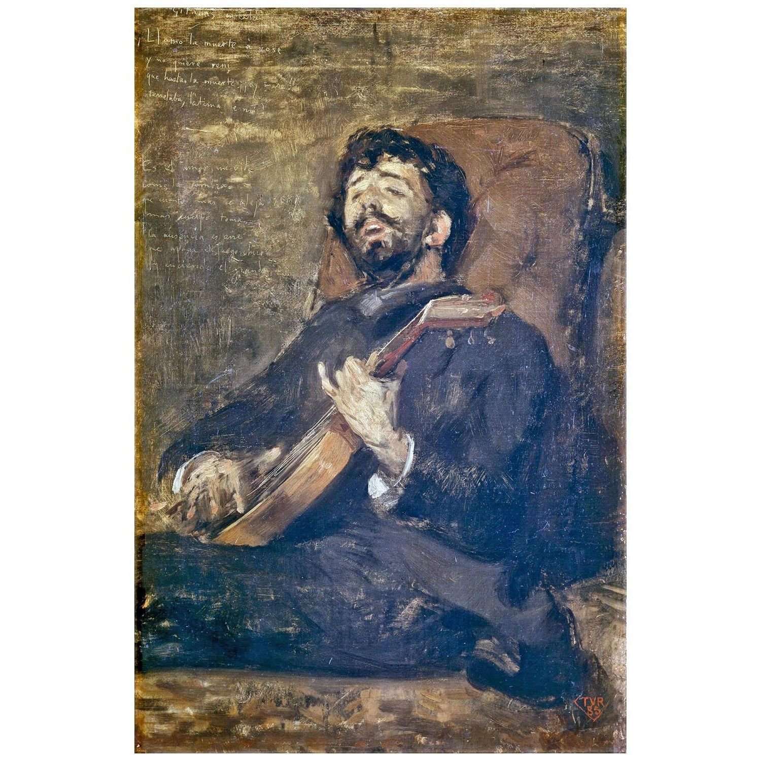   Theo van Rysselberghe. Dario de Regoyos avec la guitar. 1885. Museo del Prado Madrid