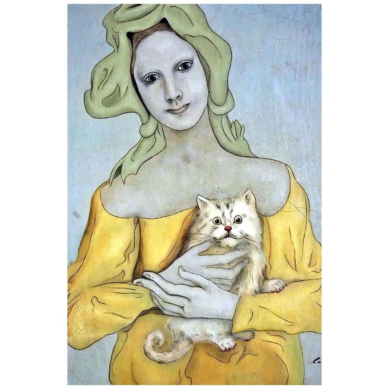  Tsugouharu Foujita. Femme avec chat. 1920
