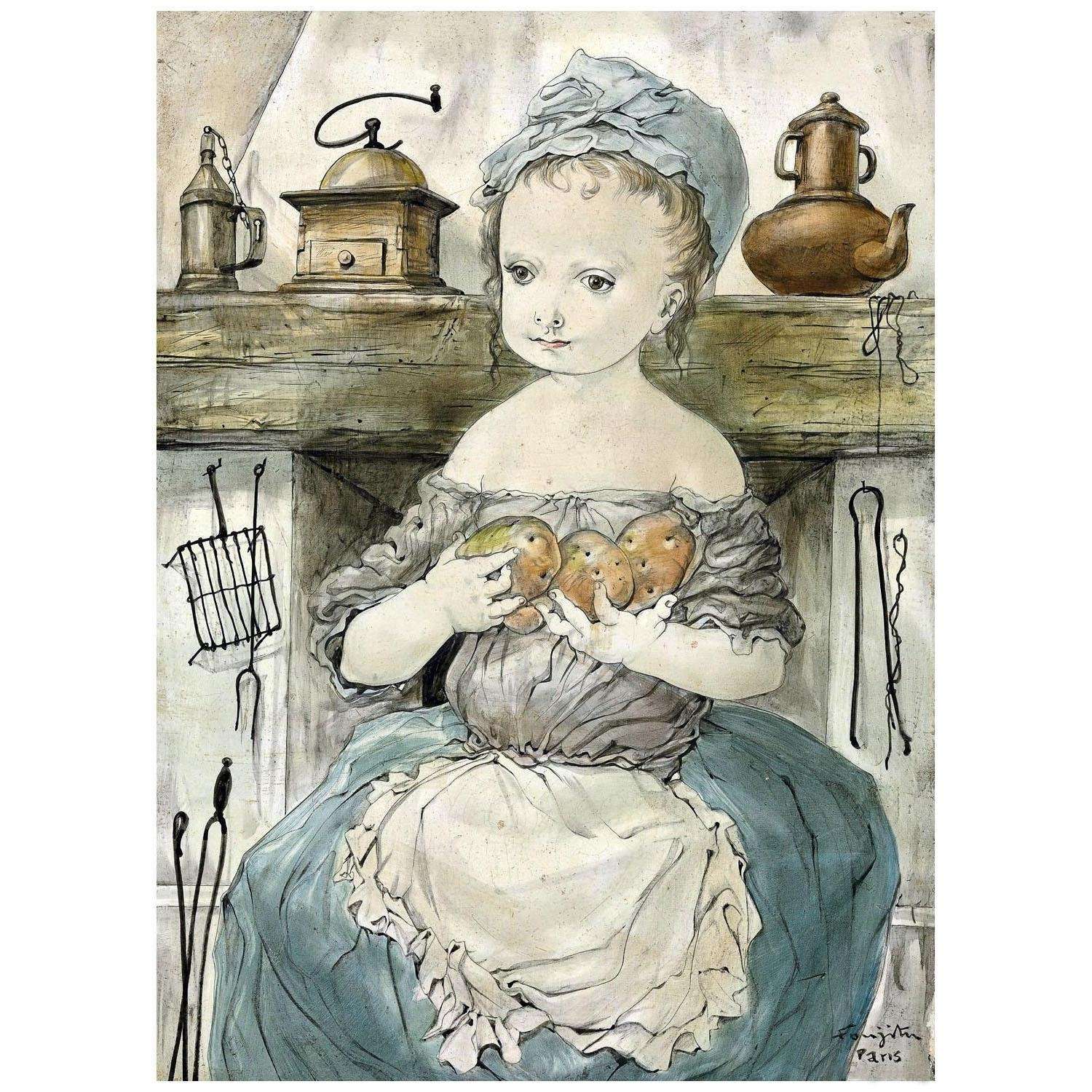 Tsugouharu Foujita. La jeune fille aux pomes de terre. 1952